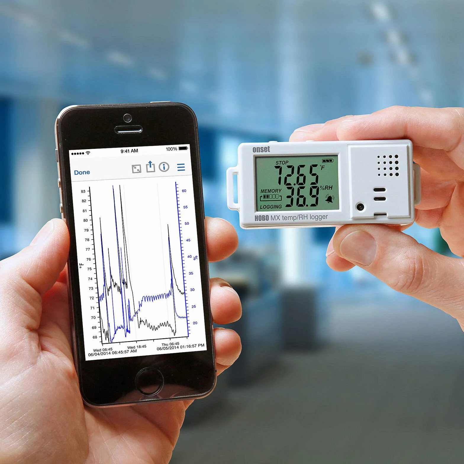 Onset HOBO MX1101 Registrador de datos de temperatura/humedad relativa de Onset HOBO