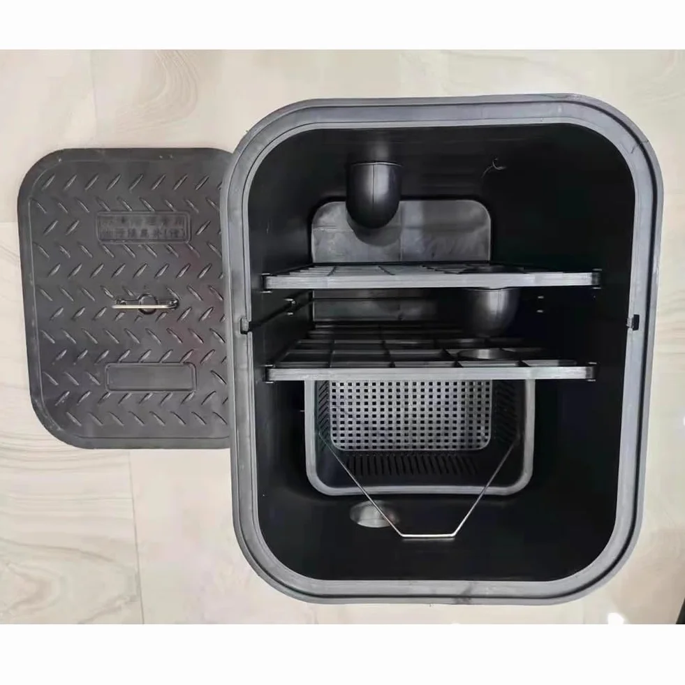 Trampas De Grasa De Polietileno, Separador De Agua Y Aceite Usado, Depósitos Interceptores De Grasa Comerciales Para Cocinas Bajo Fregadero De Restaurantes(40L/33X33X38CM)