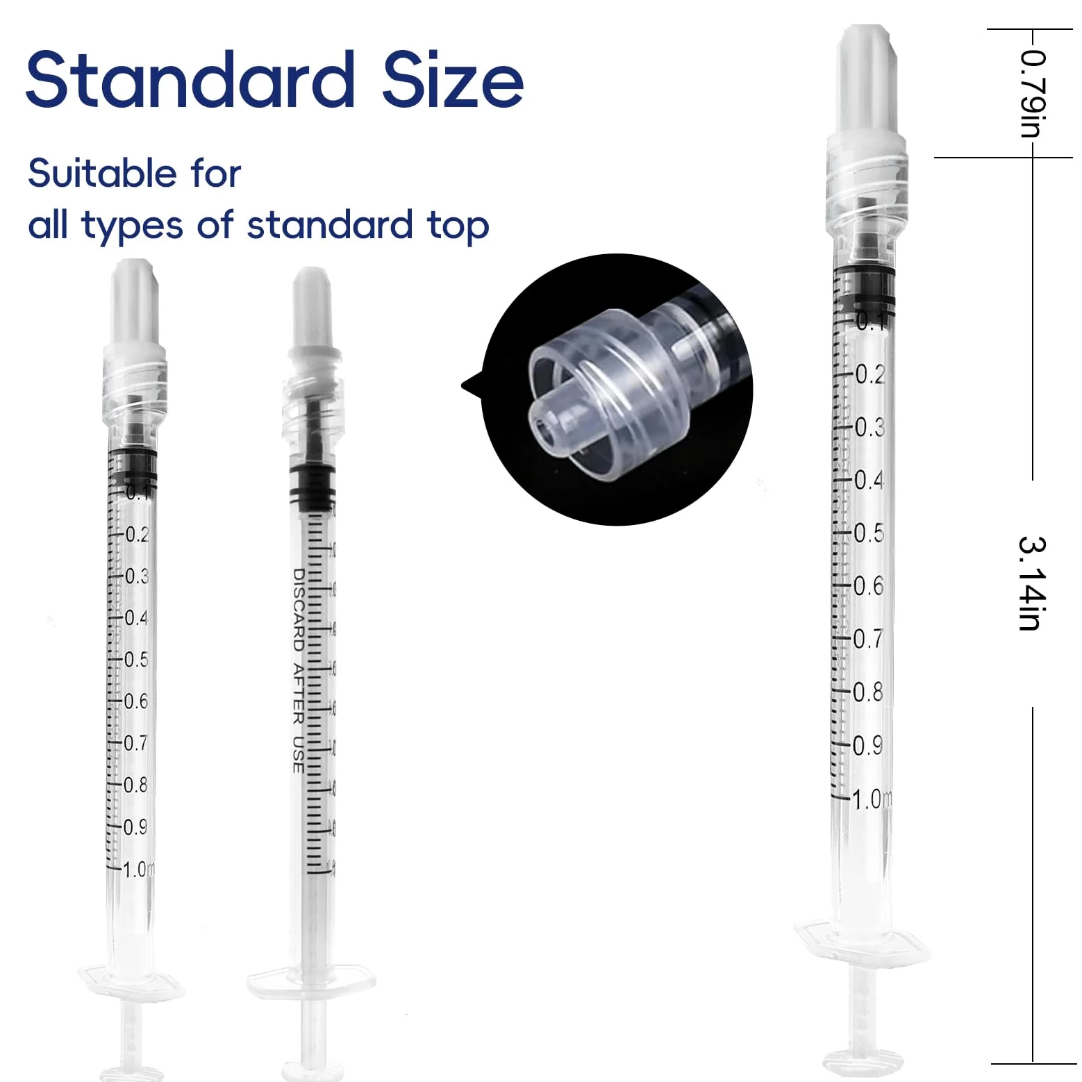 Jeringa Luer Lock de 1 ml (sin aguja), estéril, envuelta individualmente, paquete de 20, medición precisa de líquidos, diseño a prueba de fugas