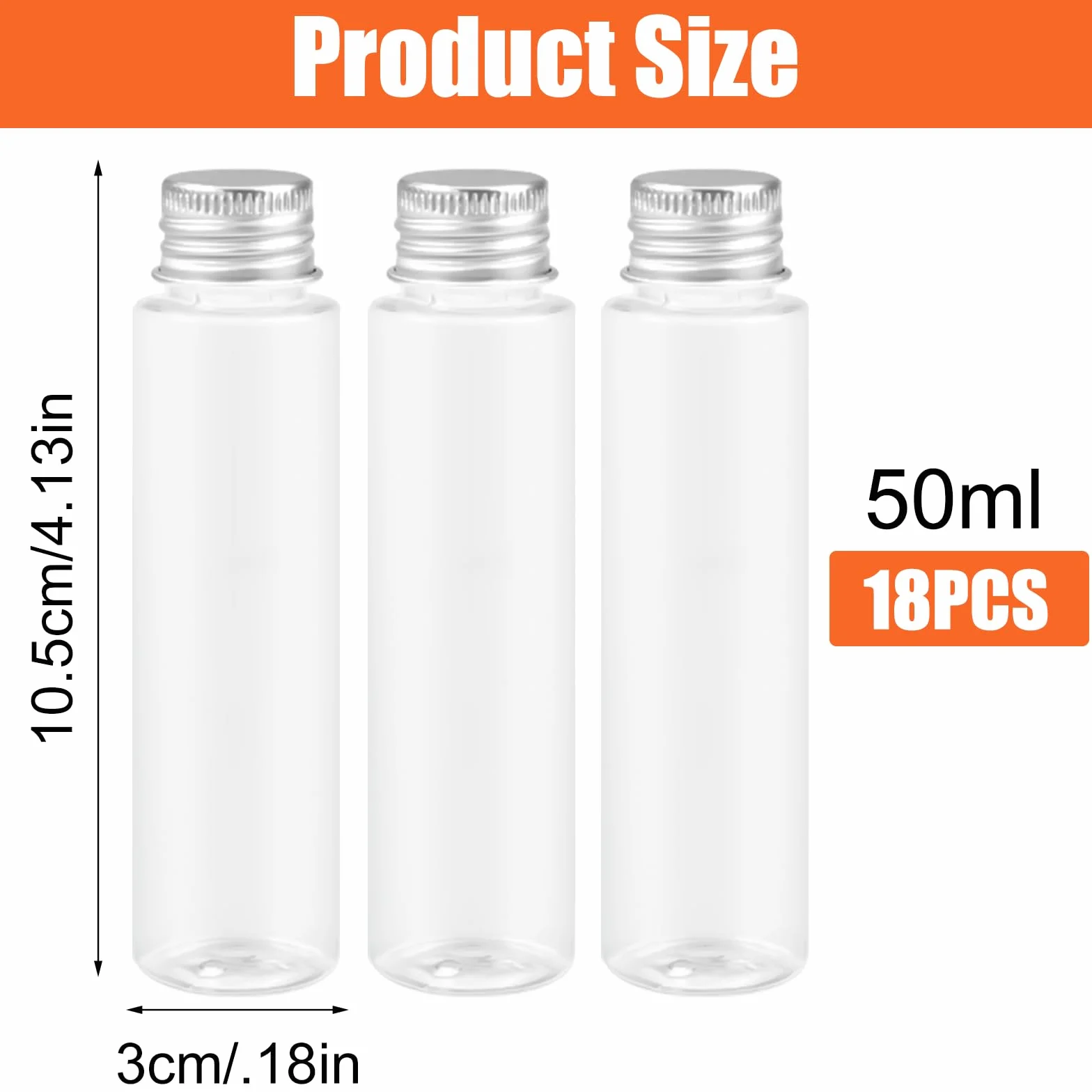 Tubos de Ensayo Plástico 50ml Transparente con Tapa de Rosca 18 Piezas