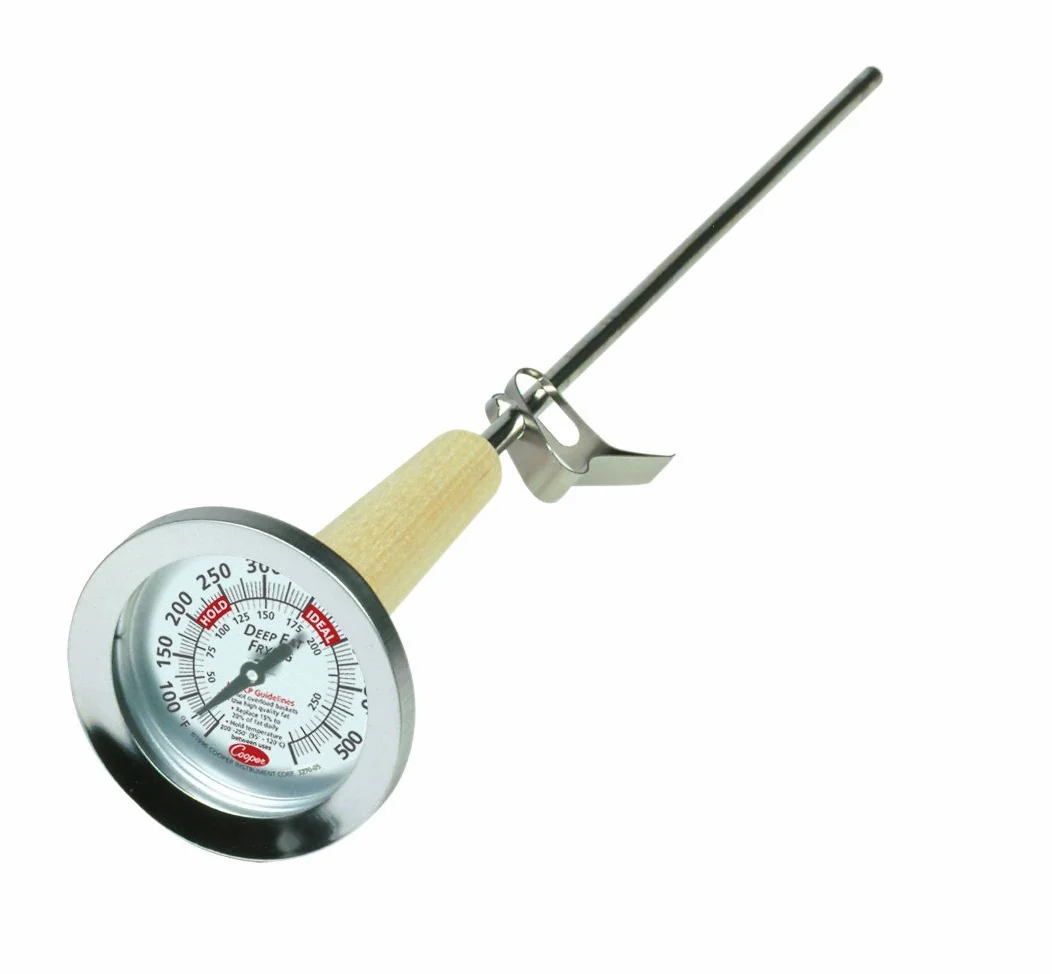 Cooper Atkins 3270-05-5 Termómetro bimetálico de acero inoxidable para freír profundamente, rango de temperatura de 50 a 550 grados F