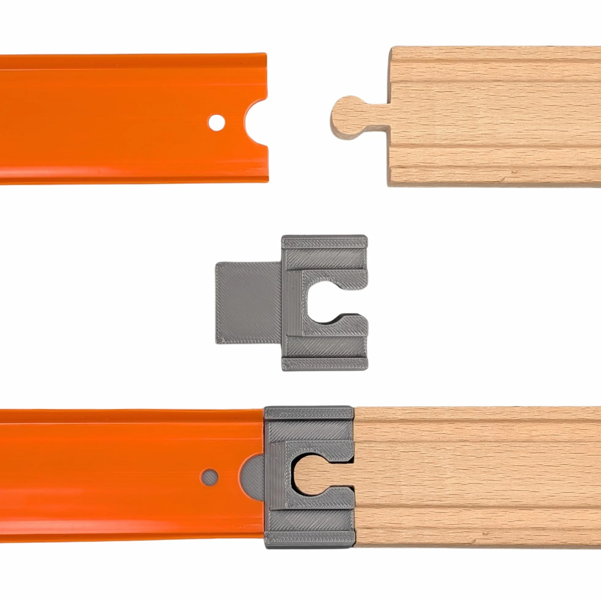 Hot Wheels Adaptador de Tren de Madera, 6 Unidades