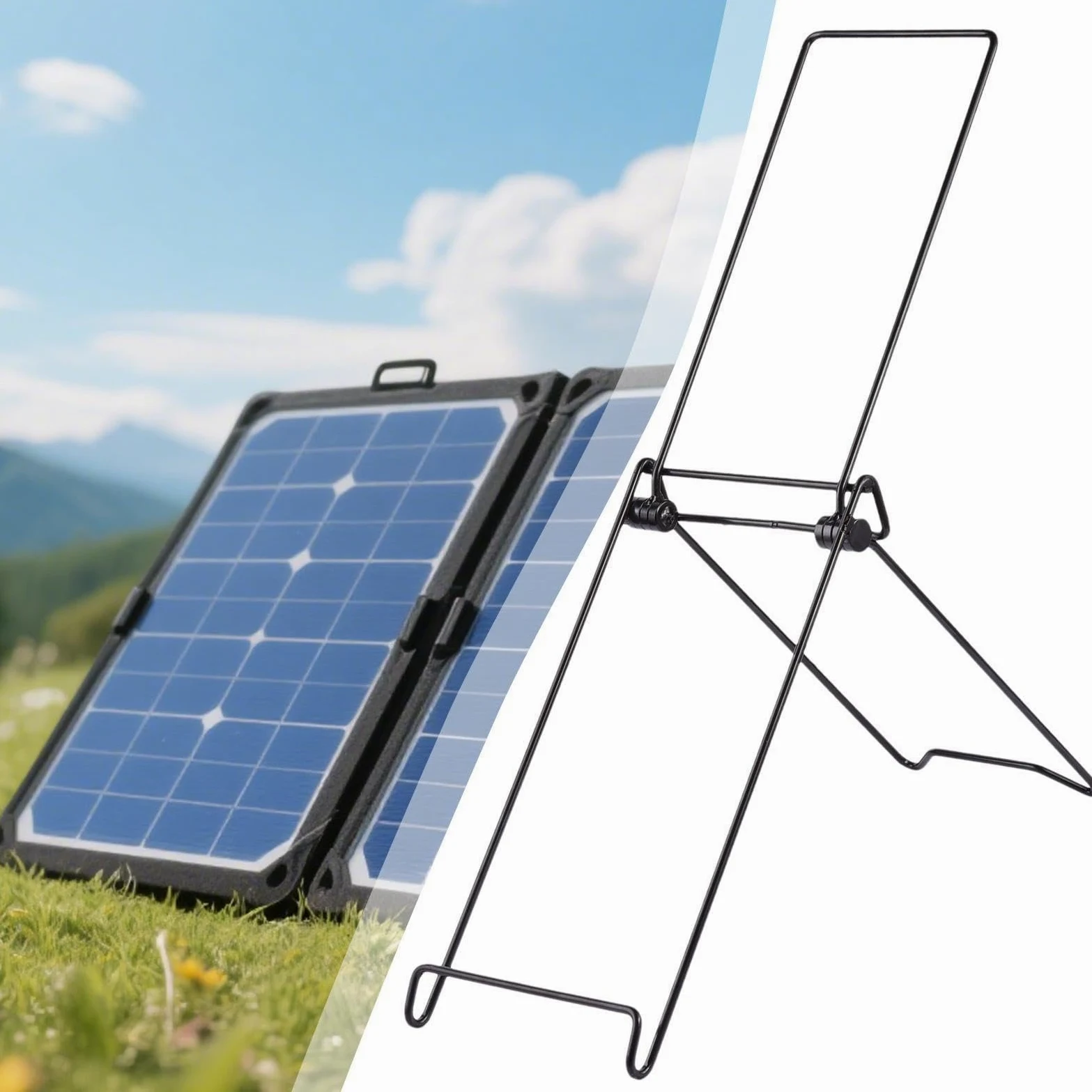 Soporte Para Panel Solar Rack Metálico De Montaje Rápido | Soporte Solar Para Suelo De 2 Piezas Fácil Instalación Jardín Balcón Patio Trasero Sendero Tejado Viaje Picnic Sin Conexión