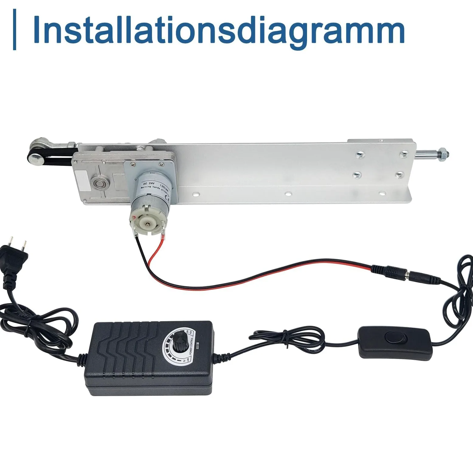 Motor de pistón alternativo CC 24 V, máximo empuje 18 kg, carrera ajustable de 3 cm a 15 cm, 120 rpm, con regulador de velocidad (24 V, 150 mm120 rpm)