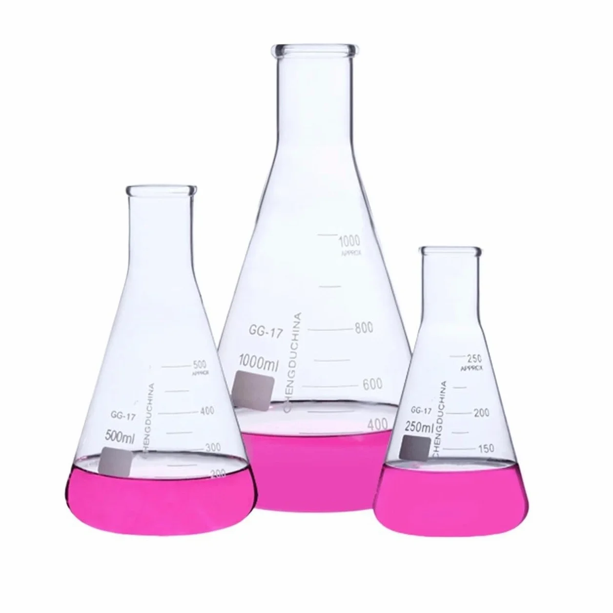 Frasco graduado de vidrio de boca ancha y estrecha, 50 100 250 500 1000ml, cristalería de laboratorio, experiencia química, GG-17(2000ml Small Port)