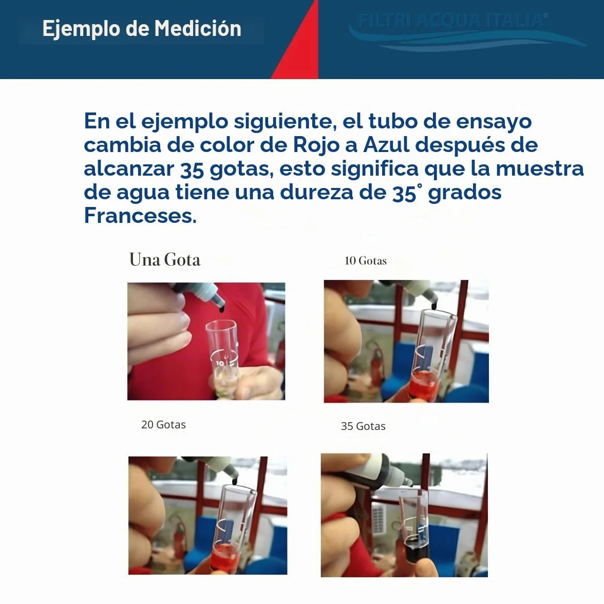 Kit análisis dureza agua Titrant grados franceses medir cal