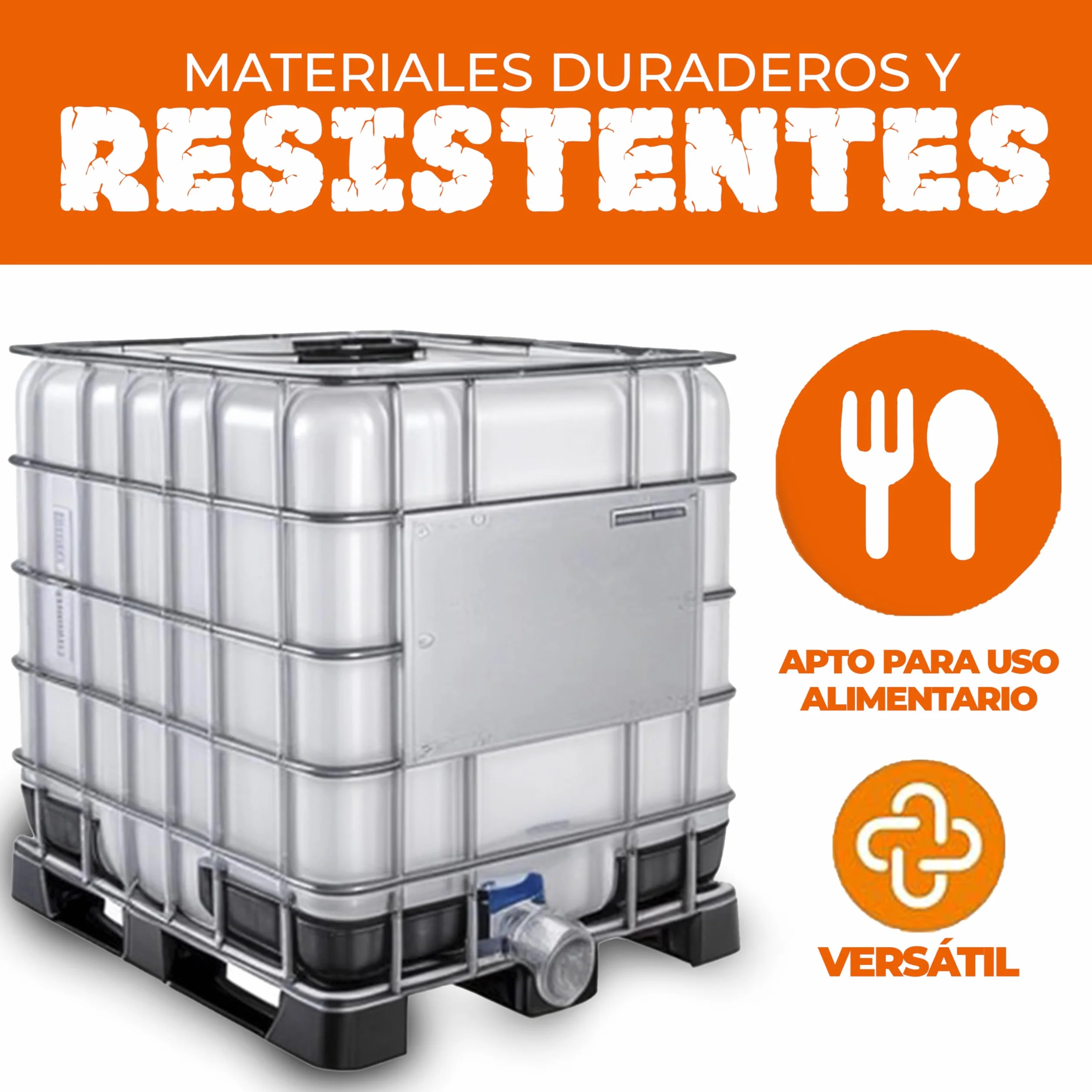 Contenedor depósito de 1000 litros IBC-GRG con palet de plástico ADR