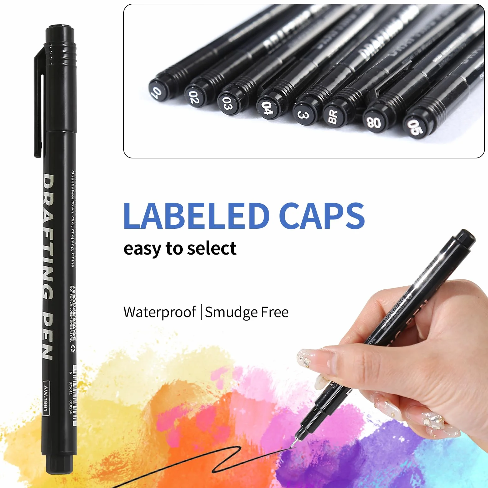 CRESZZLE rotulador negro punta fina, bolígrafos punta fina, conjunto de 12 rotuladores de dibujo profesionales, tinta sin ácido