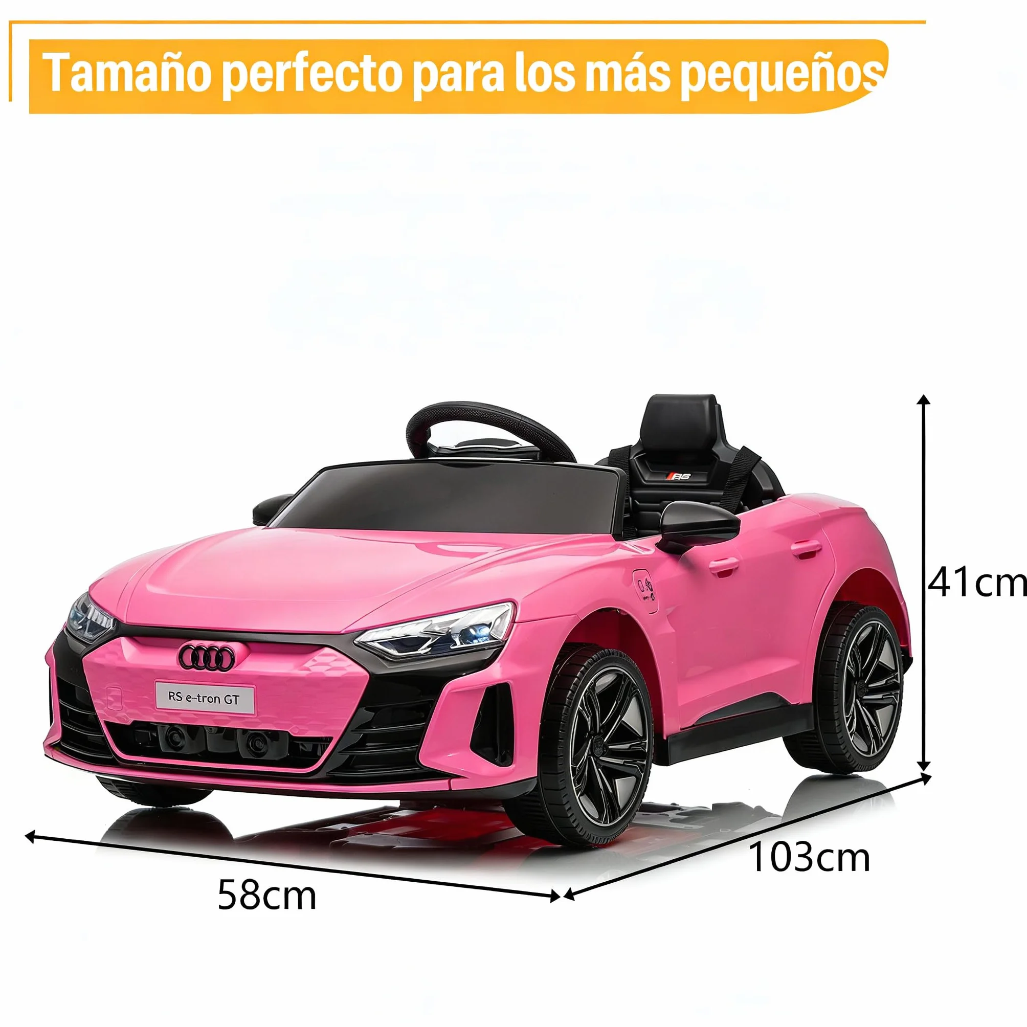 Audi RS E-Tron Coche Eléctrico para Niños 12V Doble Motor 3-5 km/h MP3 Mando a Distancia Rosa