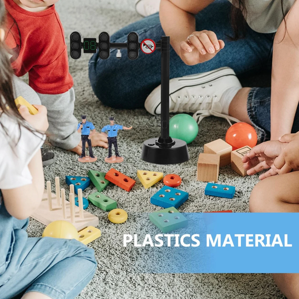 TOYANDONA Semáforo Juguete Luz Señal Tráfico para Niños con Figuras Policía Educativos