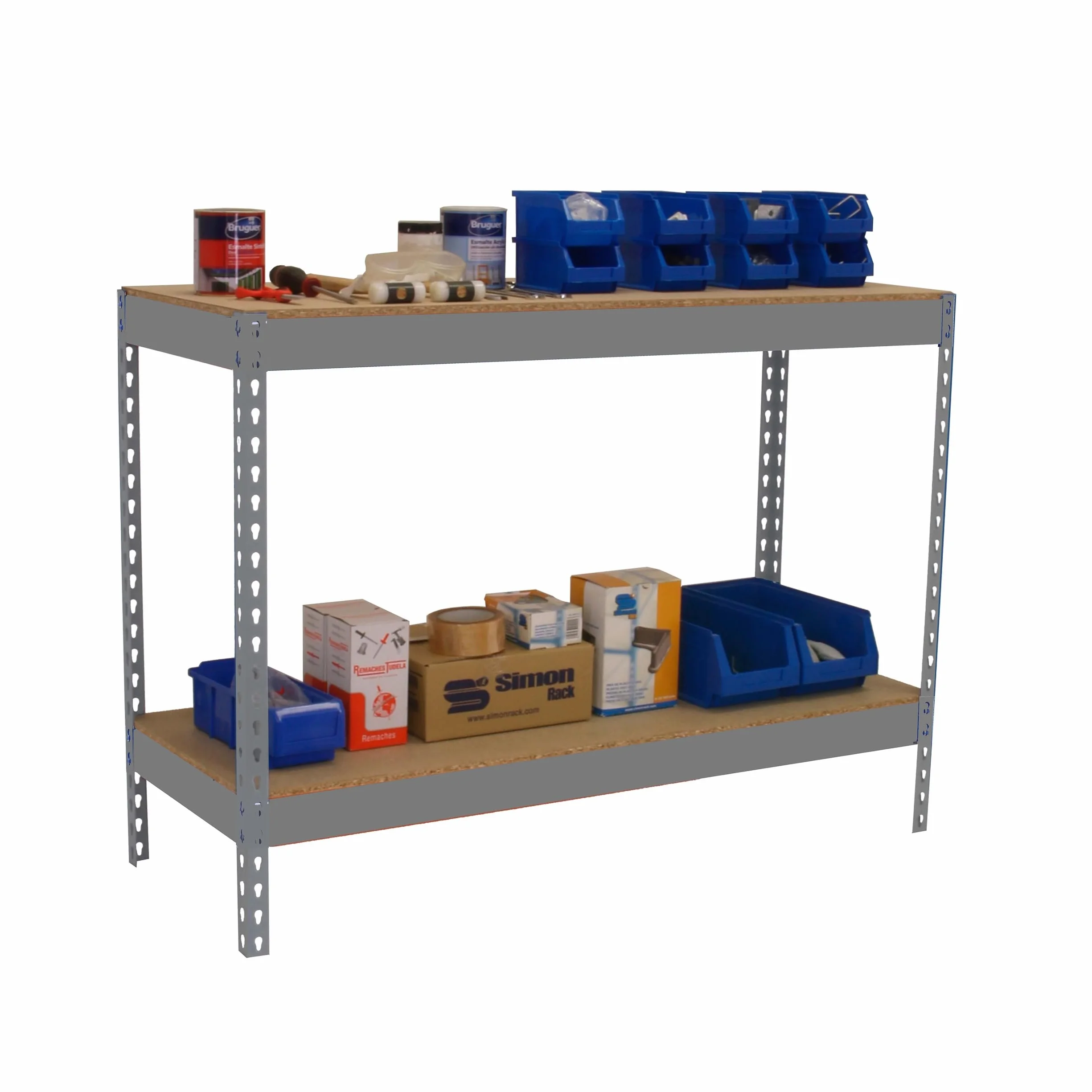 Simon Rack BT-BASIC Banco de Trabajo Taller 400 kg 900x2100x750 mm 2 Alturas Gris Madera
