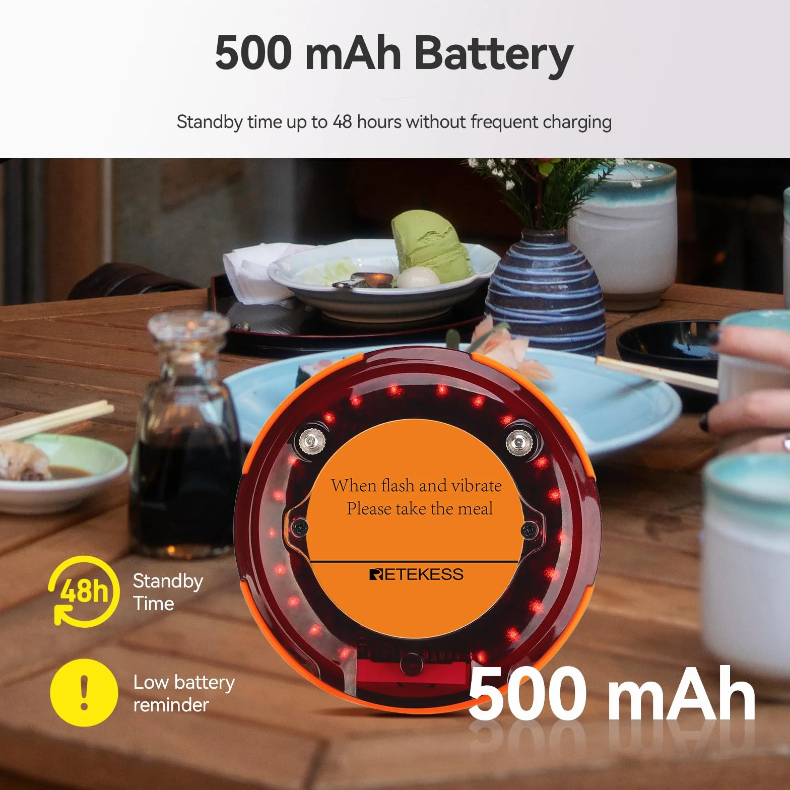 Retekess TD156 Buscapersonases Restaurante, 800M Avisadores Hosteleria, IP66 Impermeable, Goma a Prueba de Caídas, Batería 500 mAh 48H, Sistema de Llamadas para Logística, Hotele, Parque Acuático