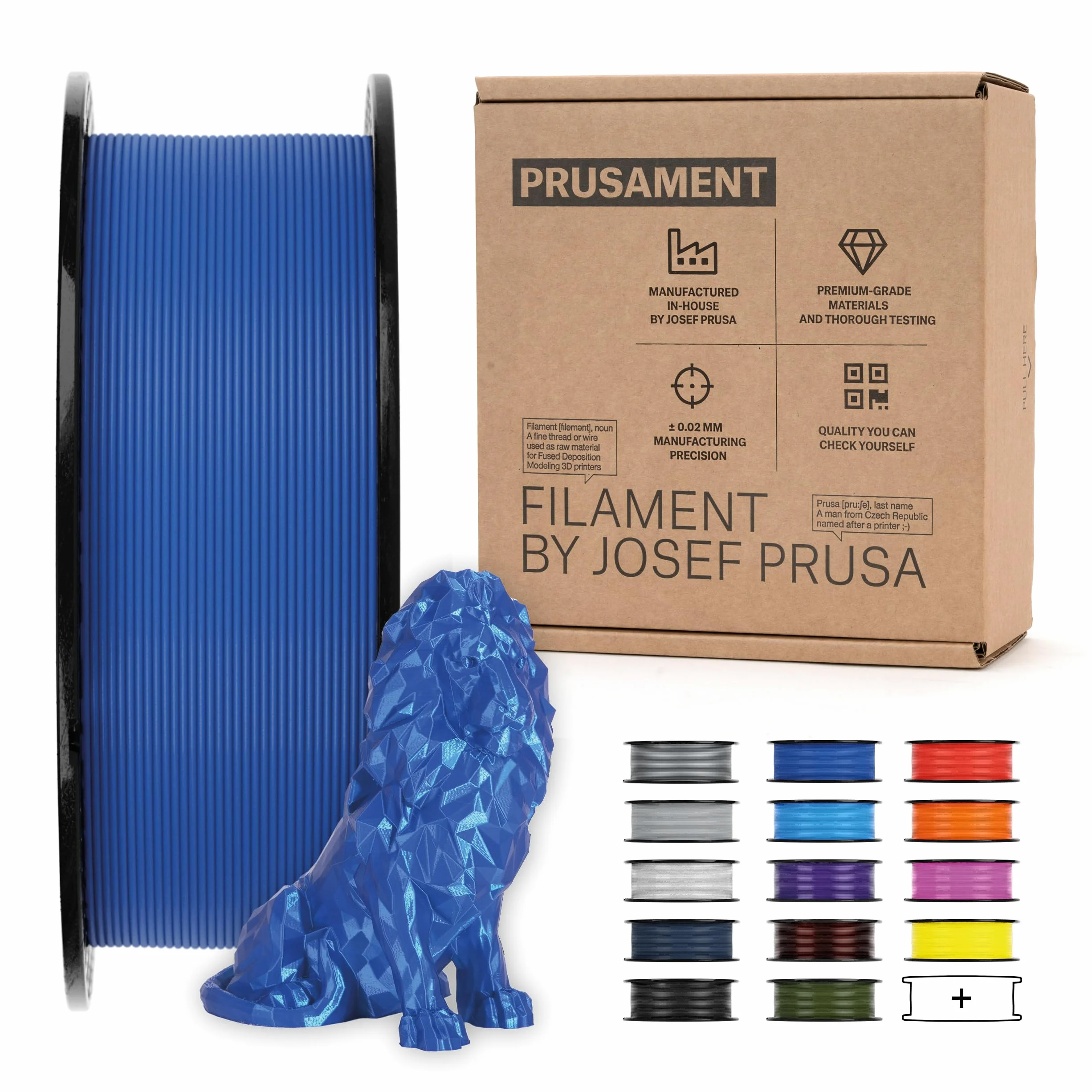 Prusament Royal Blue (mezcla), filamento PLA 1,75 mm, bobina de 1 kg, tolerancia de diámetro +/- 0,2 mm.