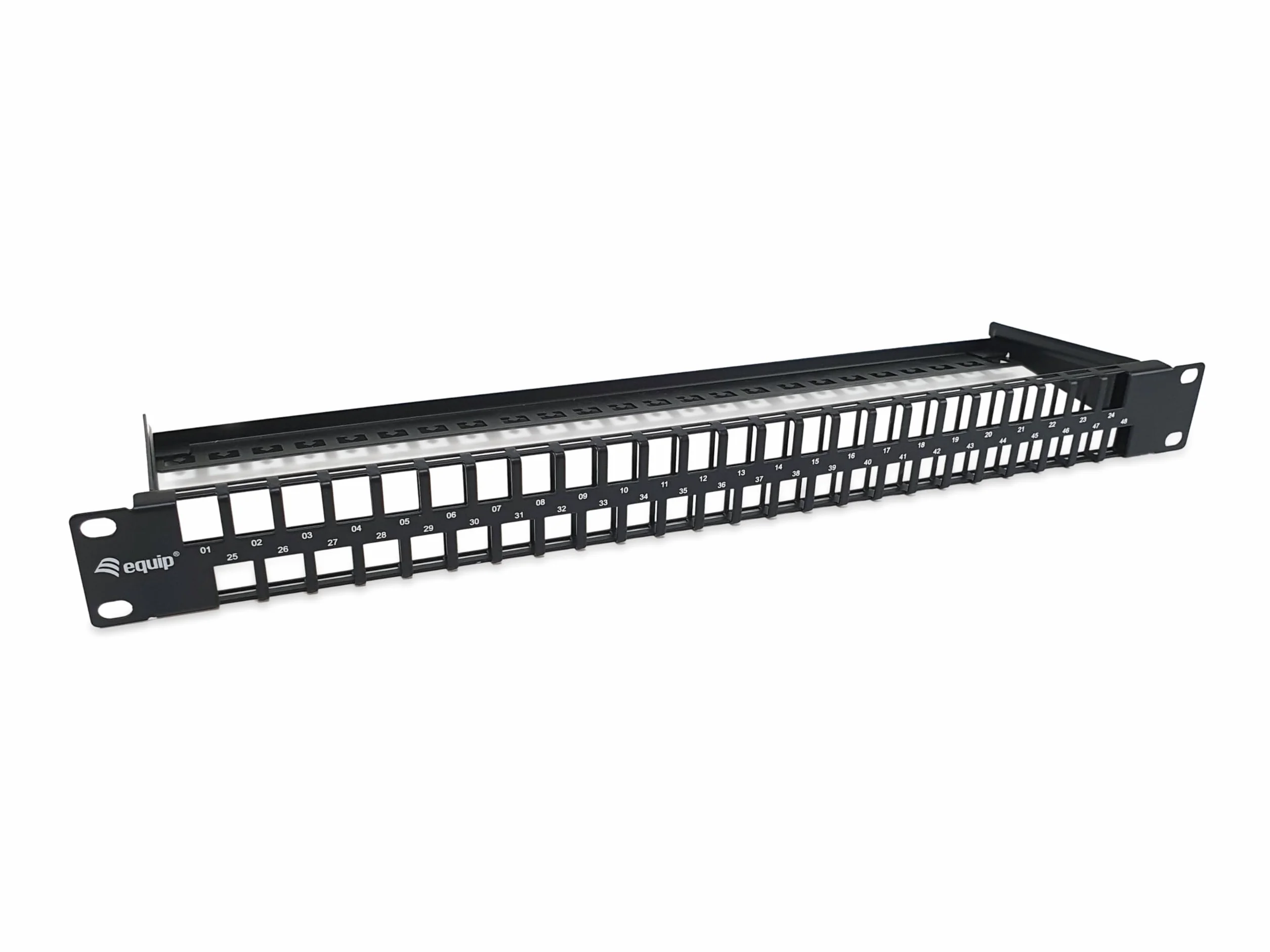 Panel de conexión Keystone Cat.6 sin blindaje de 48 Puertos, Negro
