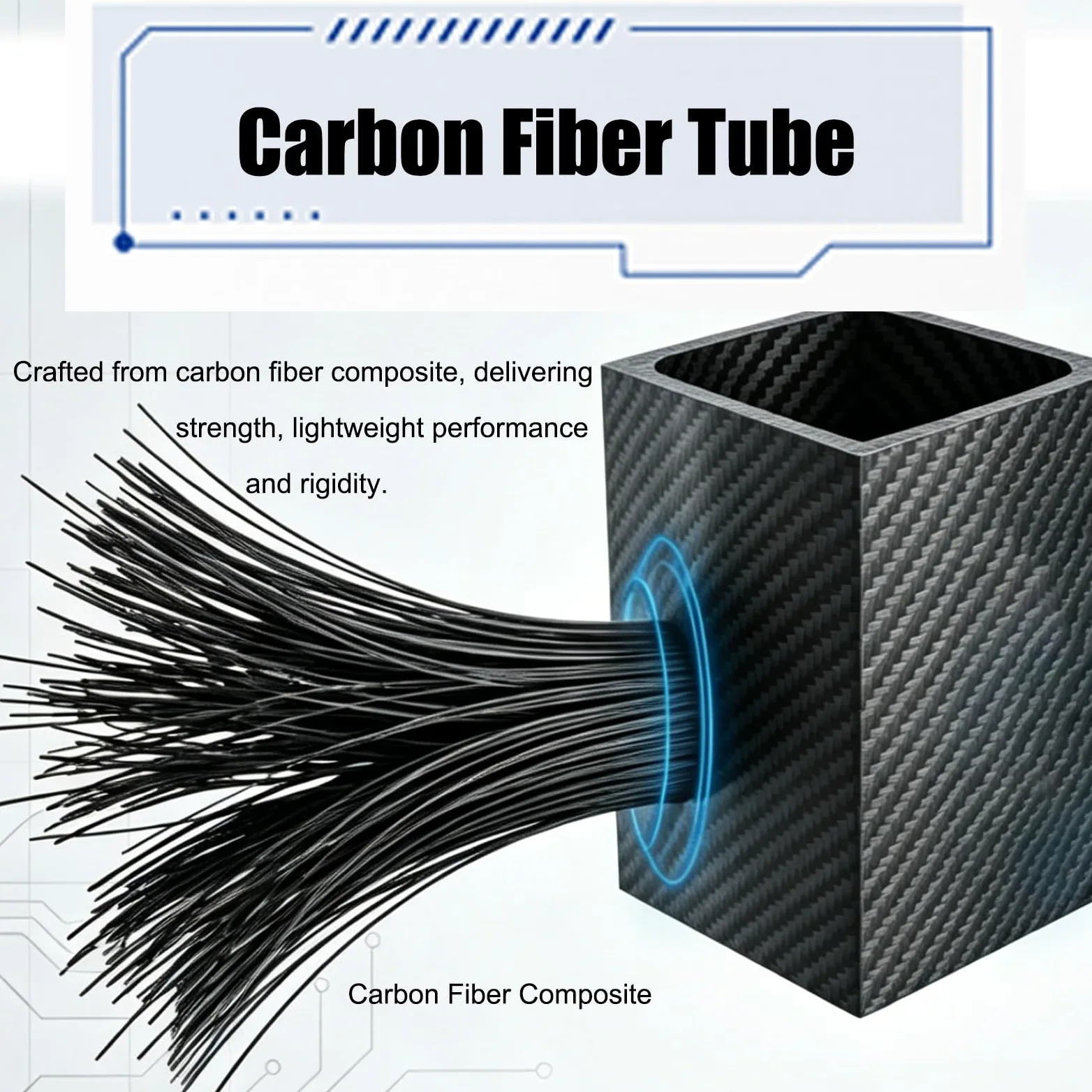 AMUFJJ Tubo De Fibra De Carbono Tubo De Carbono (22x1000, 26x1000, 32x1000 mm), Perfil Cuadrado Ligero De Material Compuesto para Cuadricópteros, Aviones RC O Cometas | 16x16x12x1000mm