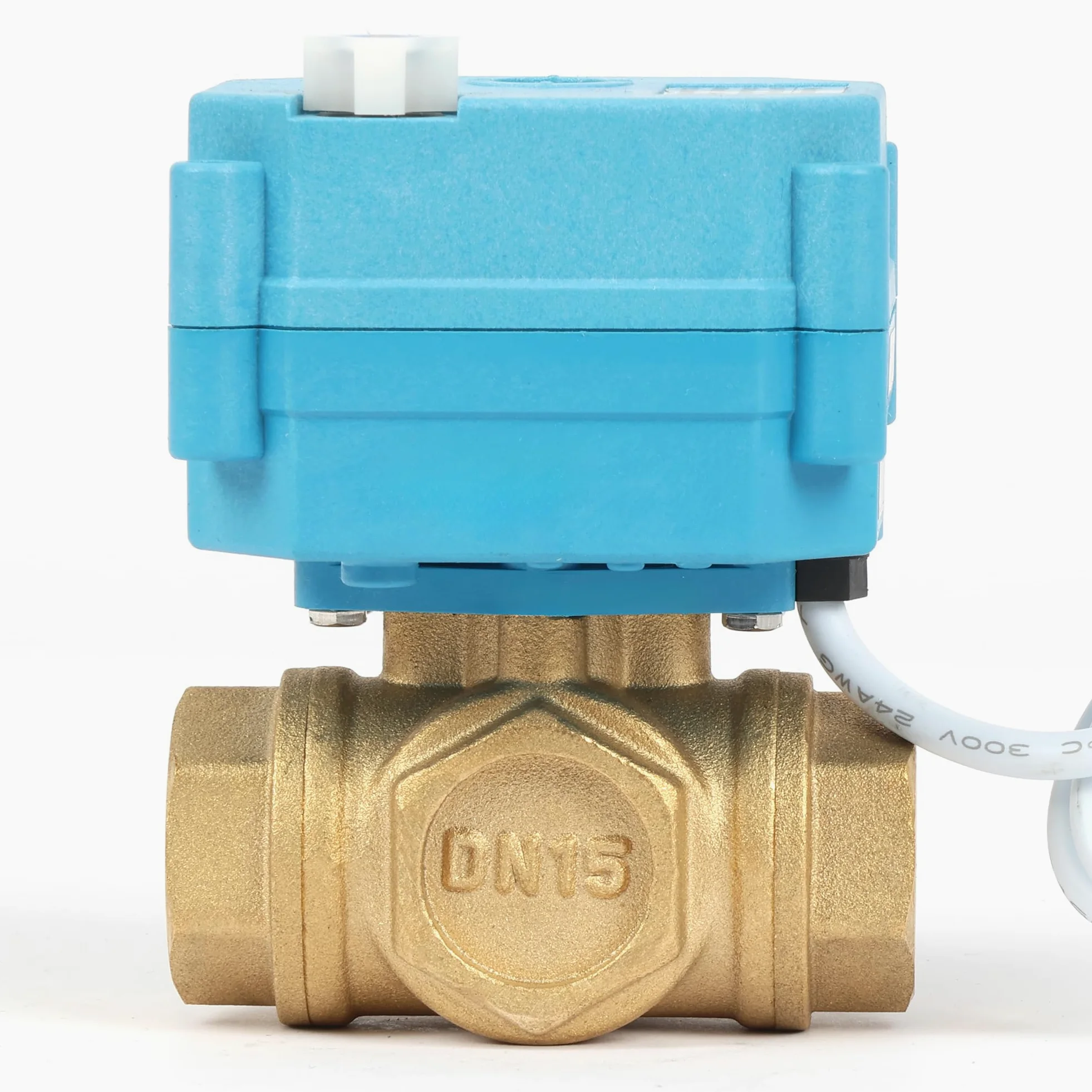 U.S. Solid Válvula de bola motorizada de latón de 3 vías de 1,27 cm con función manual, válvula de cierre de agua tipo T, CA/CC 9-24 V, no para agua potable