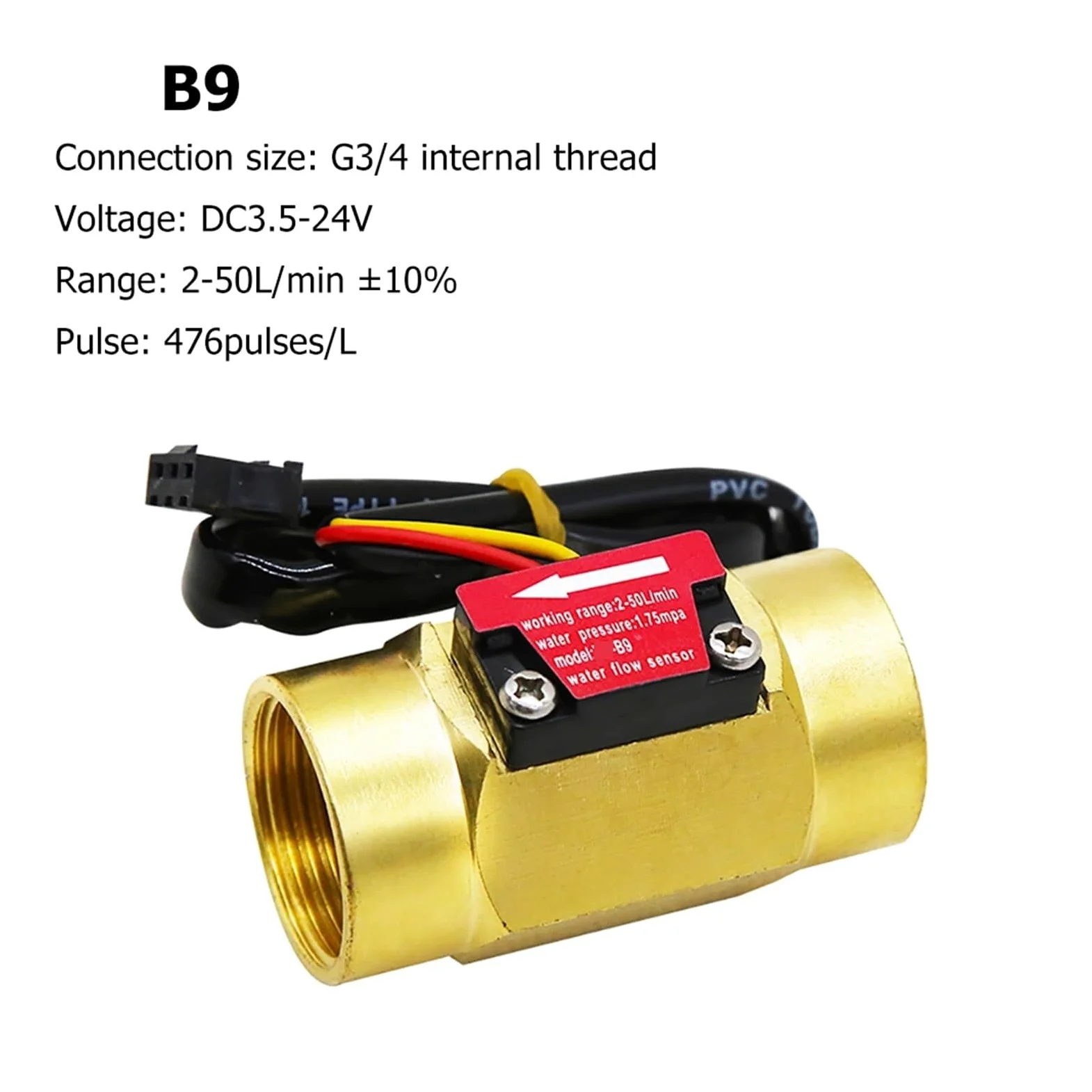 Medidor de flujo de turbina Hall, Sensor de Flujo de Agua, pulso electromagnético, 1 ud. | Monitoreo preciso del tráfico(B9)