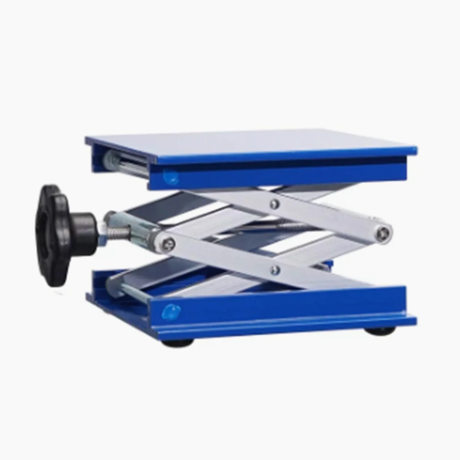 Plataforma Elevadora De Laboratorio, Mesa De Soporte Elevador Con Gato | Herramientas de medición portátiles de aluminio, con tapete antideslizante y mango giratorio(20x20cm)