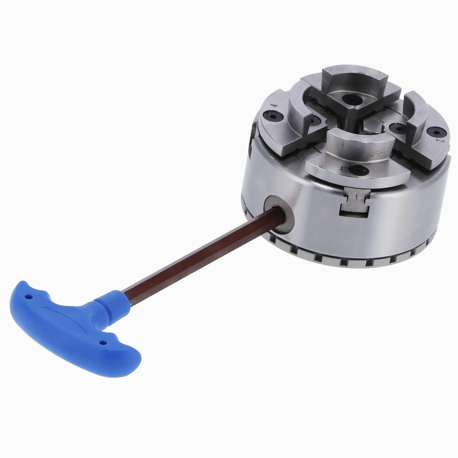 Portabrocas de Torno Autocentrante Portabrocas de Metal de 4 Mordazas Rosca M40 96 Mm 0,03 Mm Precisión para Máquinas Herramientas de Carpintería Sujeción Soporte Centrado para Carpinteros