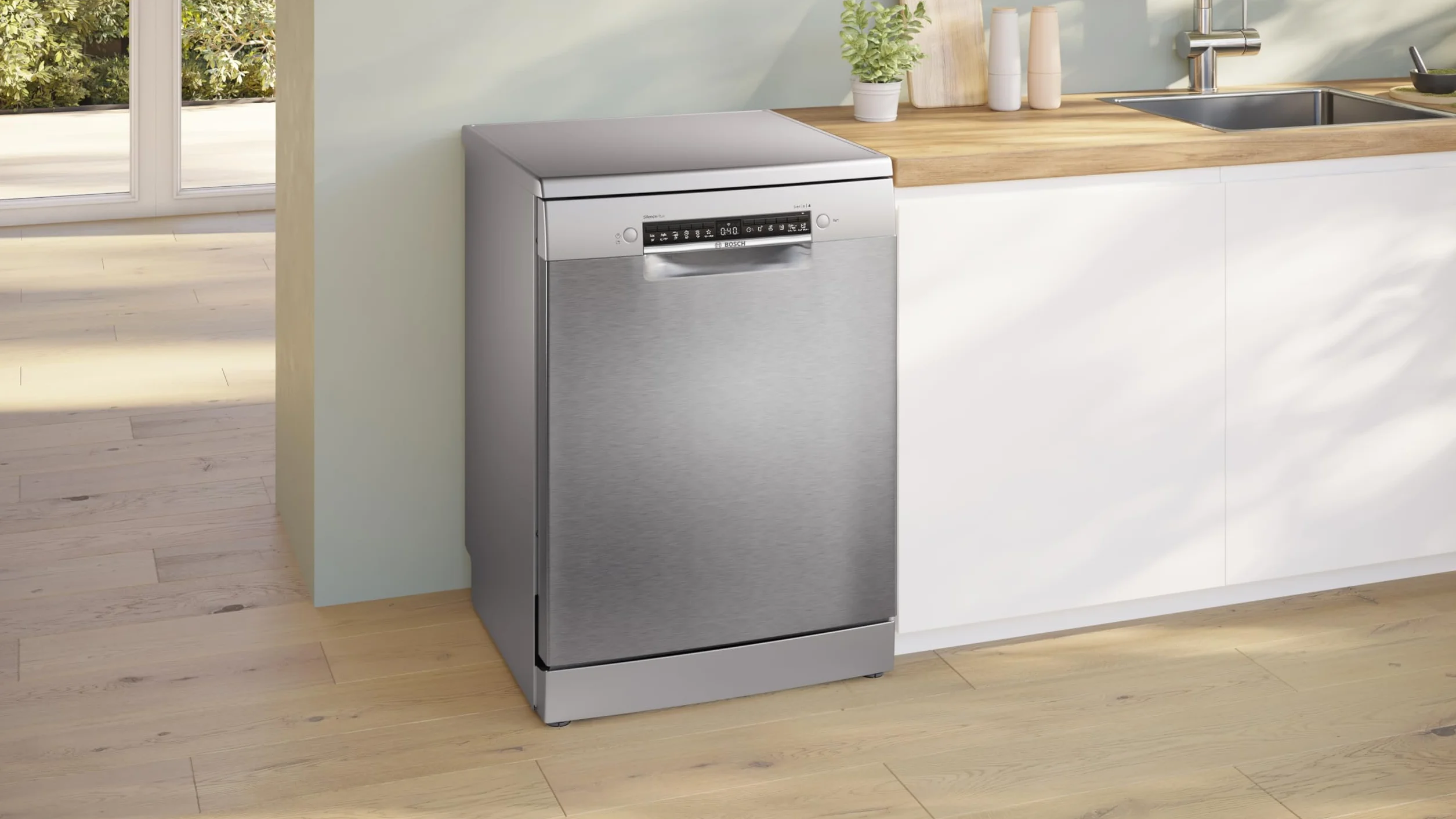 Bosch Lavavajillas Libre Instalación 60 cm Serie 4 Home Connect EcoSilence Acero SMS4EMI06E