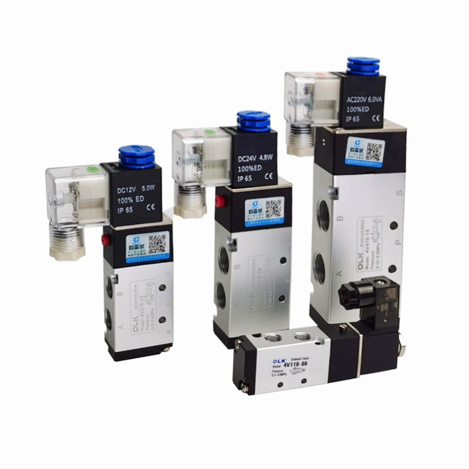 4V210-08 4v110-06 válvula de Aire neumática de 5 vías 5/2 electromagnética DC12V DC24V Controlador de válvulas solenoide AC110V AC220V 4V310-10(4V210-08,AC220V)