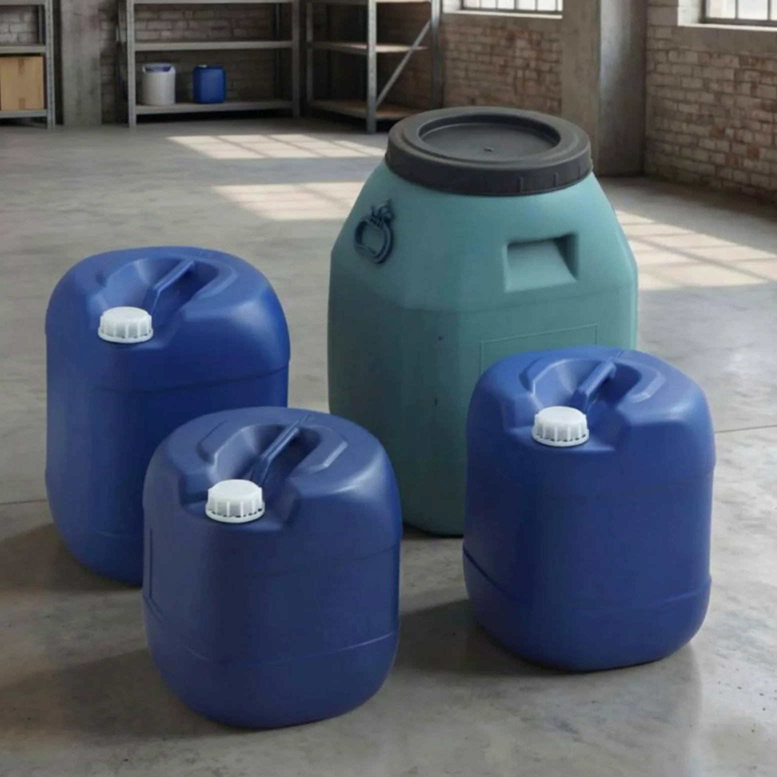 Bidón Químico Apilable Multiusos Barril Plástico Grueso Reutilizable Garrafa Plástica Industrial para Profesionales, Laboratorio, Almacén, Verde, XL