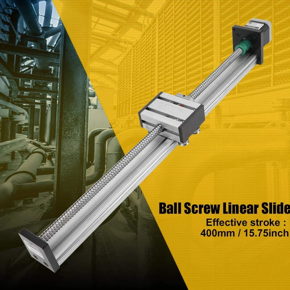 Akozon Tornillo de bola automático CNC Corredera de deslizamiento Actuador de etapa larga Guía de mesa Aluminio 400 mm