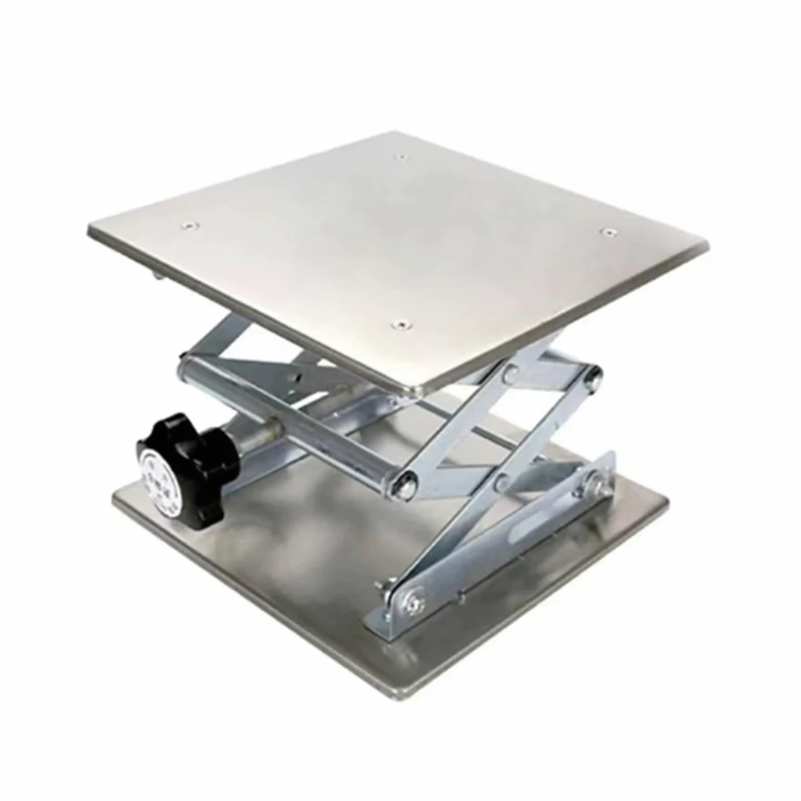 Soporte De Gato Laboratorio Acero Inoxidable, Plataforma | Con tapete antideslizante, rango de altura de elevación expandible 50-460 mm, peso máximo de soporte 25 kg(250x250mm)