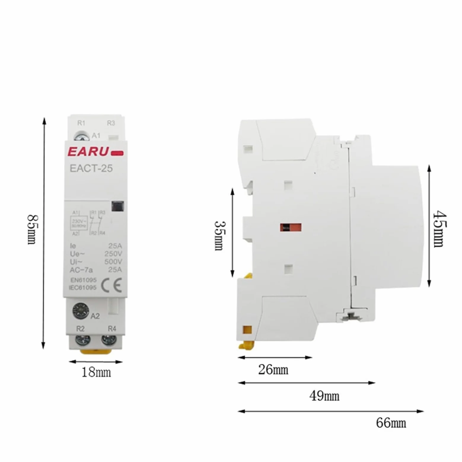 Contactor modular de CA montado en riel DIN 2P 16A 20A 25A 1NO 1NC 2NO 2NC AC 220V 230V 50/60Hz Montaje en riel DIN para el hogar (2P 16A 2NC)