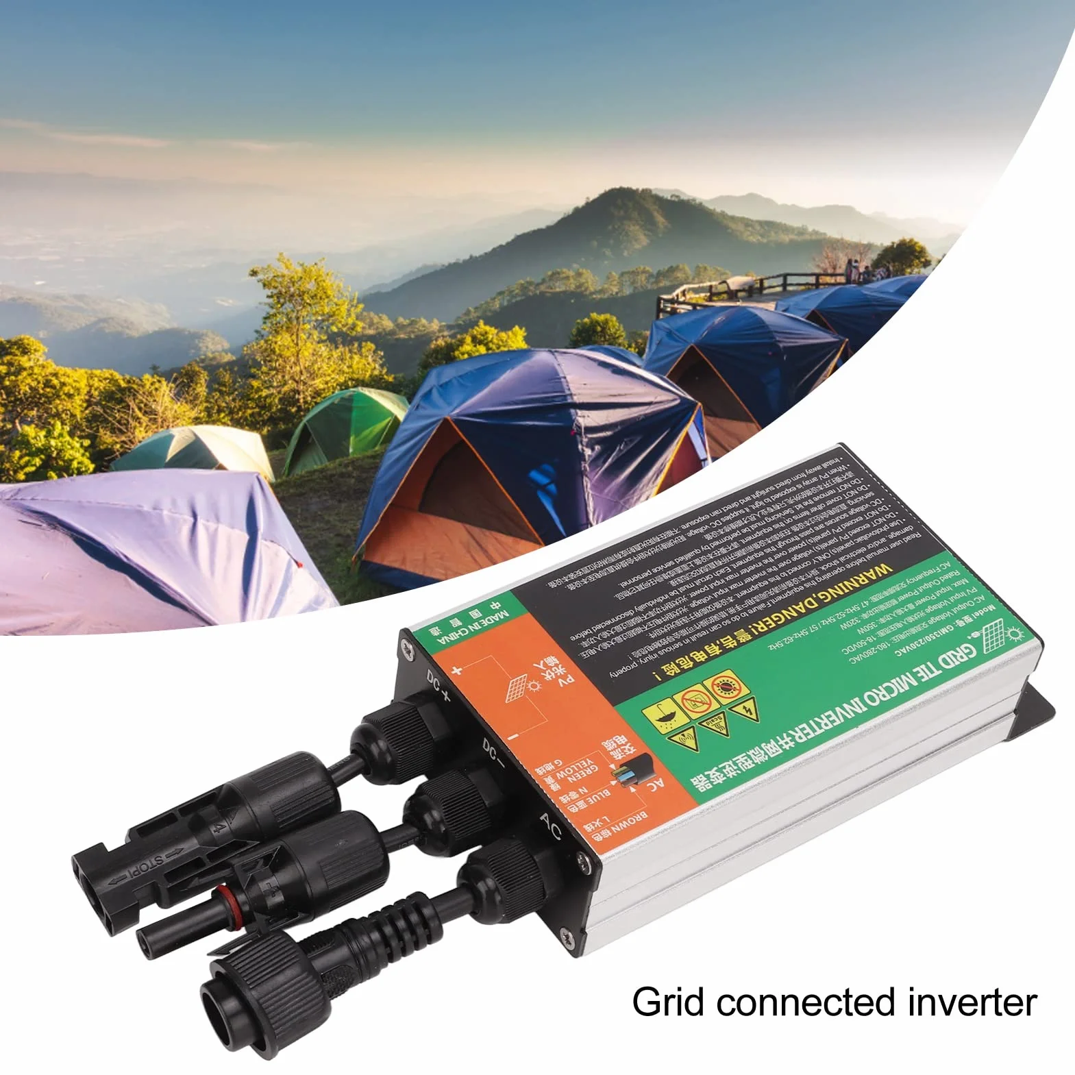 DEWIN Microinversor Solar Conectado a Red Aleación de Aluminio MPPT Inversor de Onda Sinusoidal IP55 Conectado a Red para Pequeños Sistemas Solares (350W 230V)