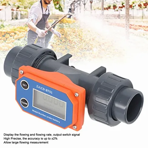 Medidor de flujo de agua con pantalla digital, medidor de flujo de agua de UPVC, medidor de sensor de agua de 10-150 l/min para riego de tierras agrícolas, plantas de agua, estanques de peces