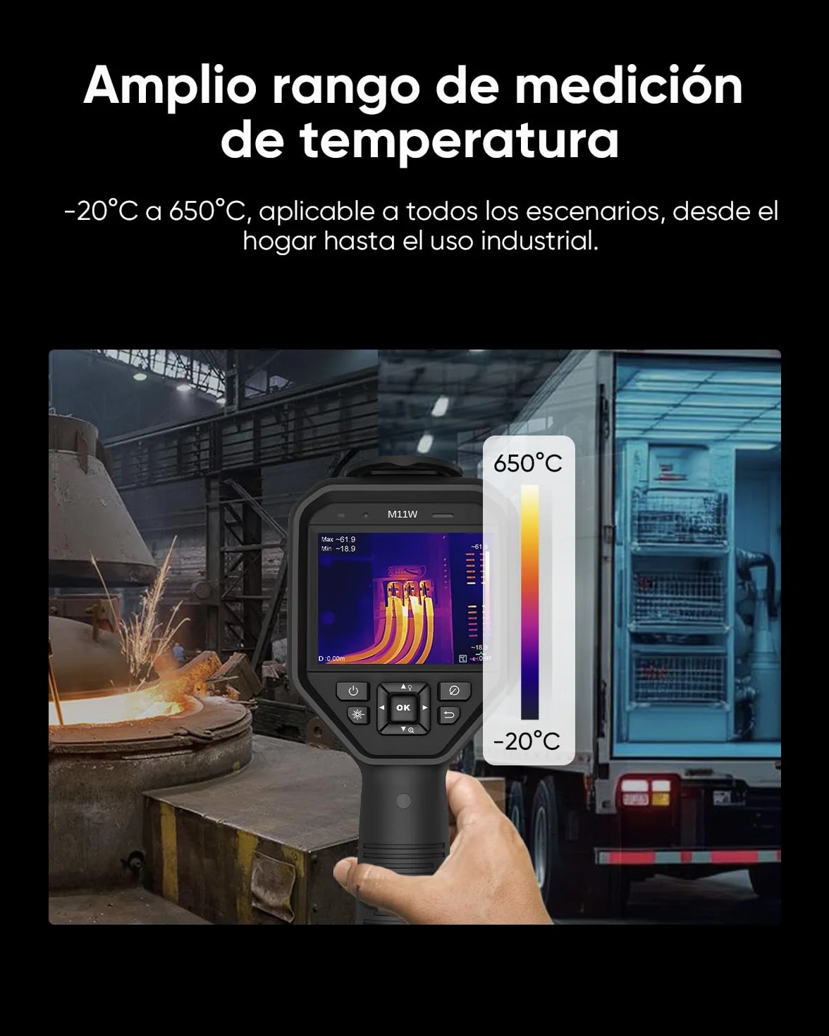 HIKMICRO M11W Cámara Termográfica, SuperIR 384×288 (192×144 nativo), 25 Hz, 8 MP Visual, Pantalla Táctil 3,5", Puntero Láser, Wi-Fi, 2 Baterías 12H