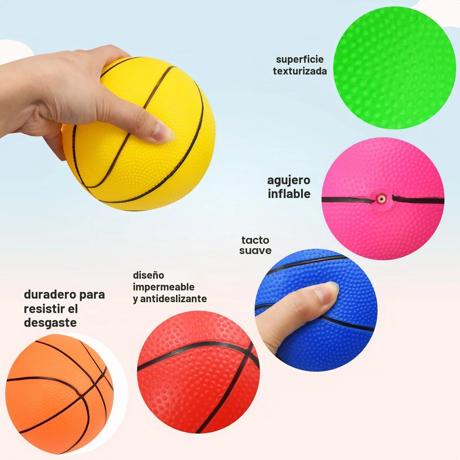 Mini pelotas de baloncesto hinchables para neumáticos con bomba, para piscina, playa y fiestas