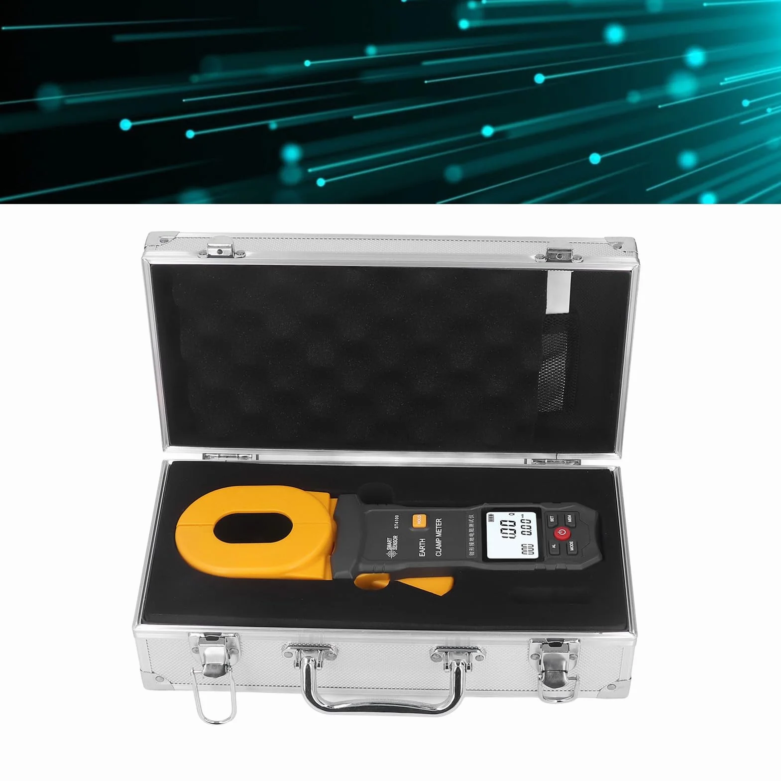 flexman ST4100 Medidor de Resistencia a Tierra con Abrazadera Digital LCD, Probador de Medidor de Resistencia a Tierra con Abrazadera de Apagado Automático Portátil para Sala de Computadoras