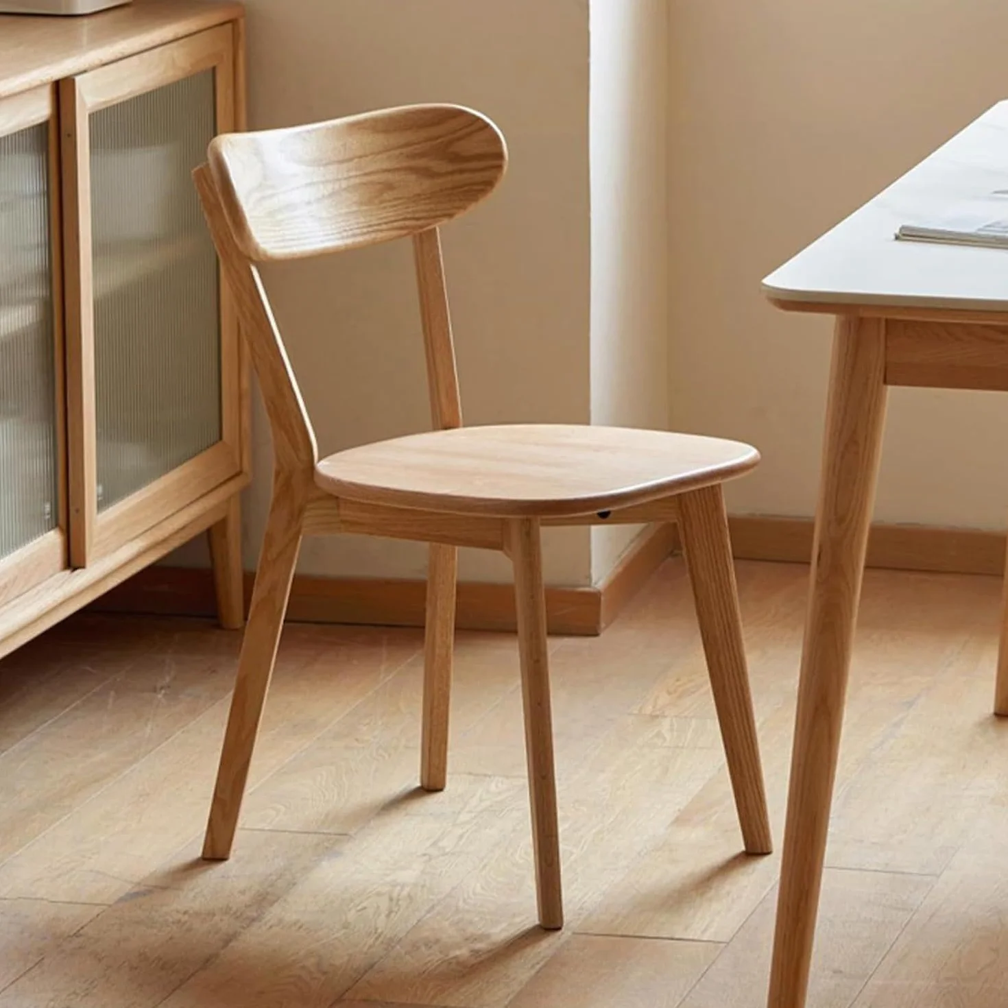 Sillas de comedor, sillas de ocio retro de madera maciza, robustas y duraderas, de moda, adecuadas para cocinas, salas de estar, restaurantes, cafeterías, actividades,Natural wood color-1pcs