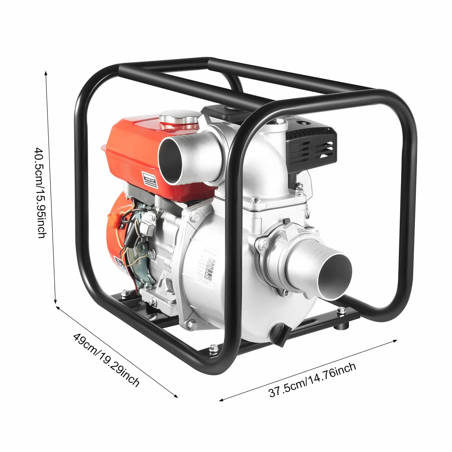 OUKANING Bomba de agua de gasolina 7,5 HP, altura de extracción de 30 m, conexión de 2 a 3 pulgadas, motor de bomba de jardín de 4 tiempos, portátil para riego, drenaje, agricultura y bomberos (tipo B