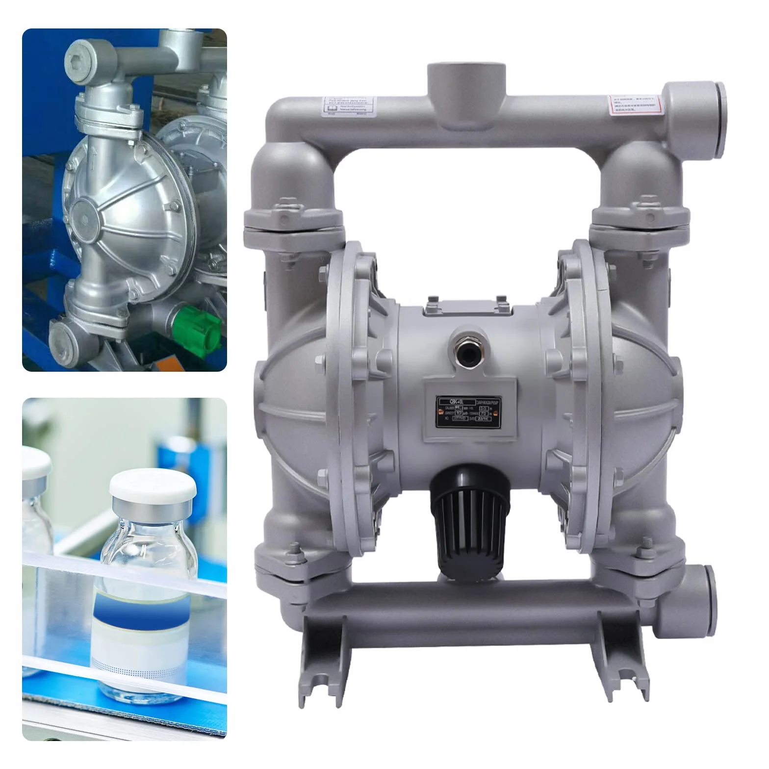 QBK-40L Aire Operado Doble Diafragma Bomba Neumática Bomba de Membrana Química,para agua y fluidos de petróleo de baja viscosidad, incluyendo diesel, queroseno, aceite de motor y algunos aceites