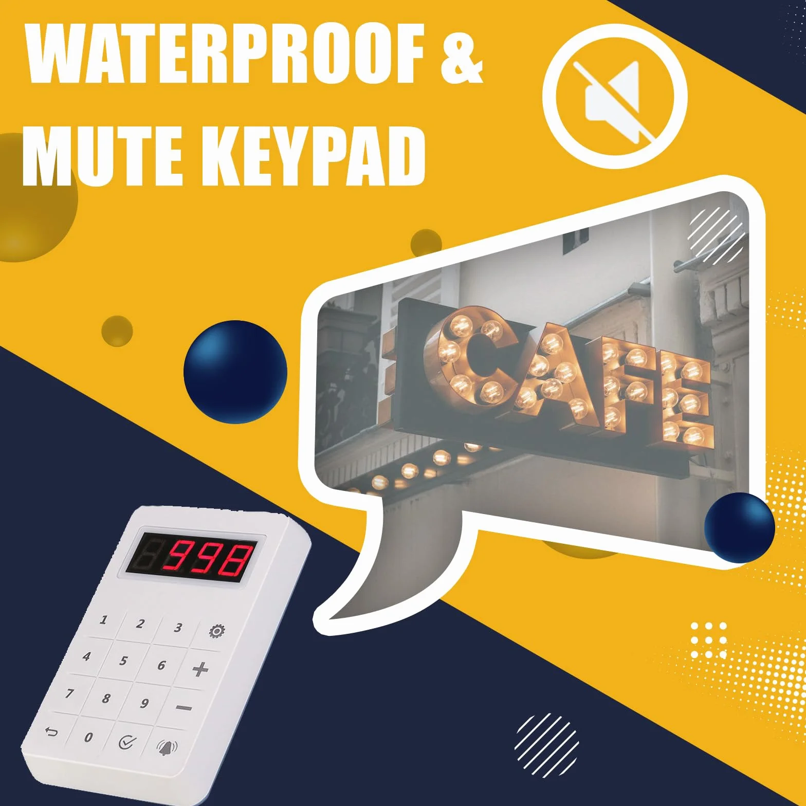 Retekess TD158 Sistema de Llamadas, 30 Buscapersonas, Exterior 500M, Tubo Digital LED, Material PC Transparente, Batería 300 mAh 20H, Avisador Clientes para Patios de Comidas, Centros Comerciales