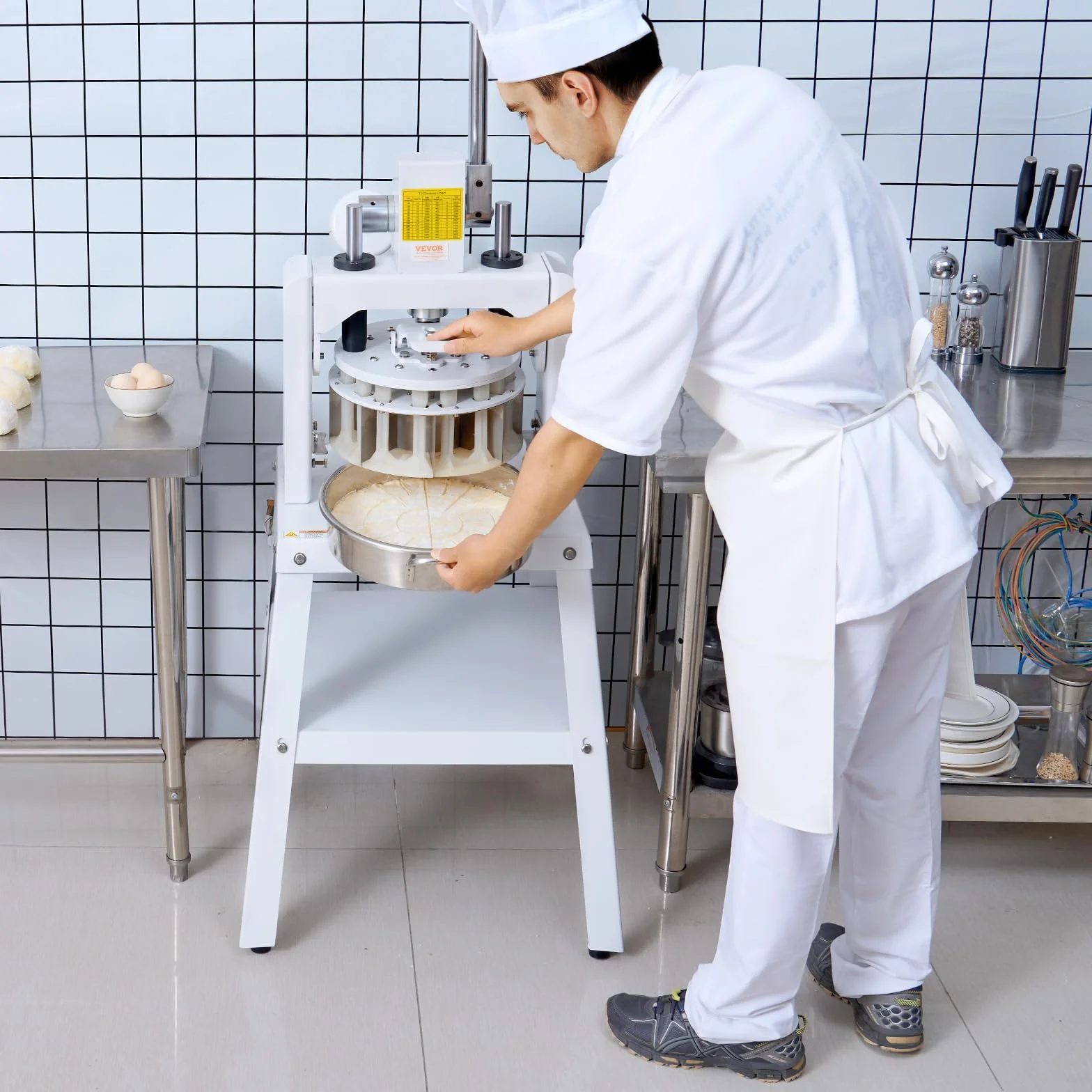 VEVOR Máquina Divisor de Masa Manual 10 Piezas Cortador de Masa de Prensa Manual Vertical 120-560 g con Bandeja y Hoja de Acero Inoxidable Máquina para Hacer Pan para Panadería, Restaurante