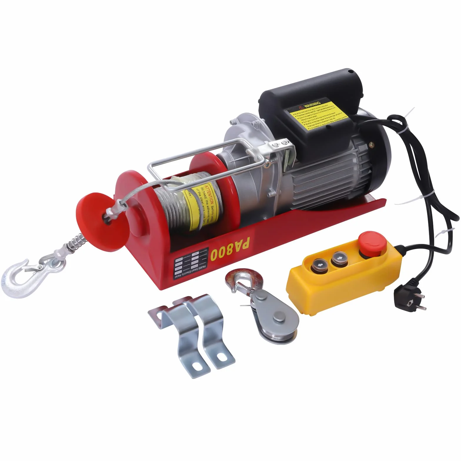 Polipasto eléctrico 800kg, andamio de cabrestante aéreo, Grúa e-Hoist 220V, con dos eslingas Control remoto inalámbrico 80m 12m cuerda de alambre, para Garaje almacén Planta de elevación Planta