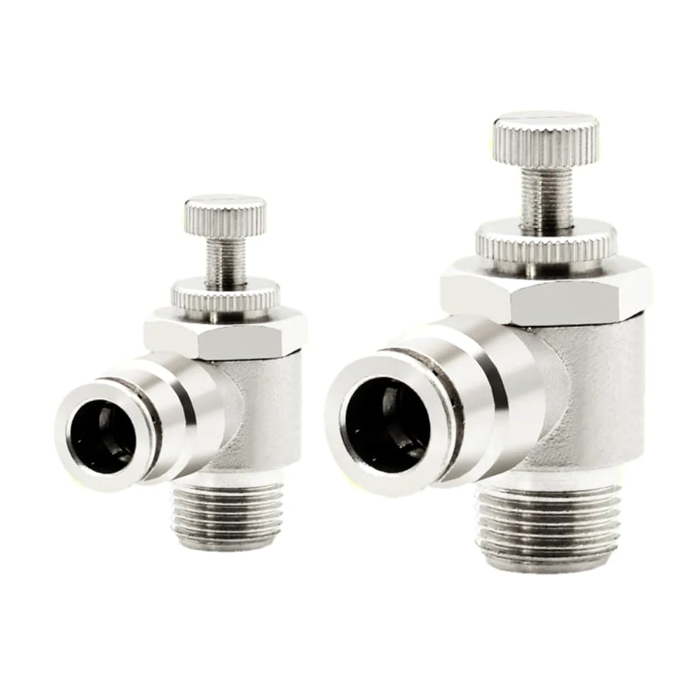 Conector Rápido Dere Niquelado, 6 Unidades, Válvula de Velocidad de Cilindro Sl4/6/8/10/12 Mm, Válvula de Mariposa, Rosca Externa./Sl10-03