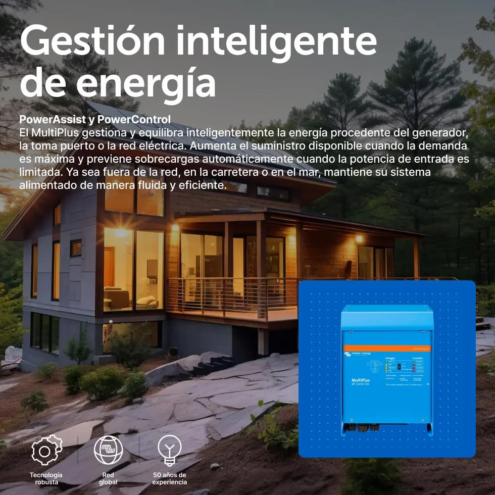 Victron Energy MultiPlus 5000VA 48-Voltios 230V Inversor de Onda sinusoidal Pura 70 amperios Cargador de batería