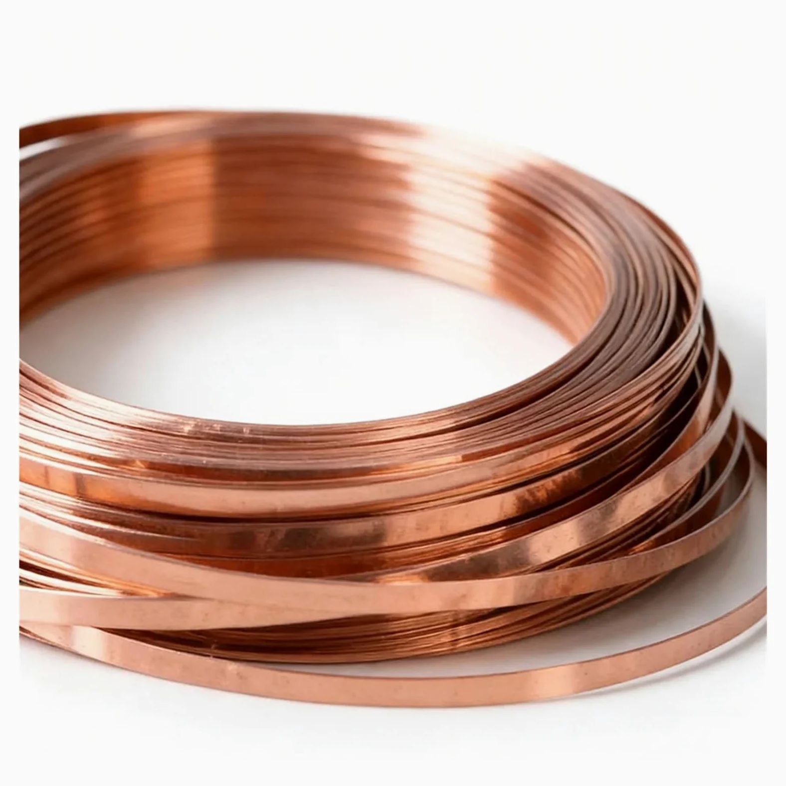 Alambre de cobre puro Alambre plano de cobre puro T2 for manualidades DIY, envoltura de tiras de Metal, alambre de cobre plano estrecho resistente al deslustre, 5m(Thick 0.3 width 2mm)
