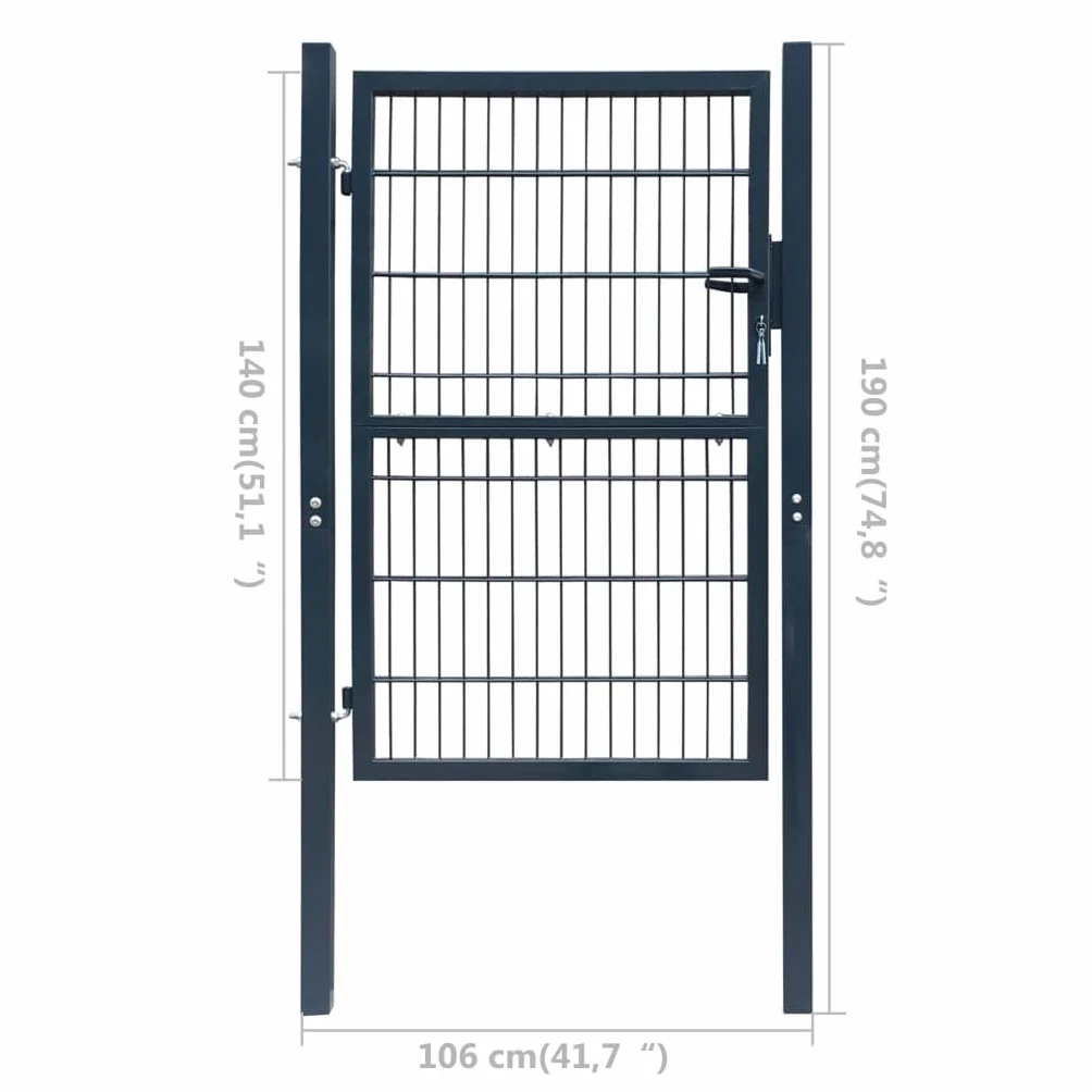 vidaXL Puerta de Valla 2D (Individual) Gris Antracita 100x140 cm