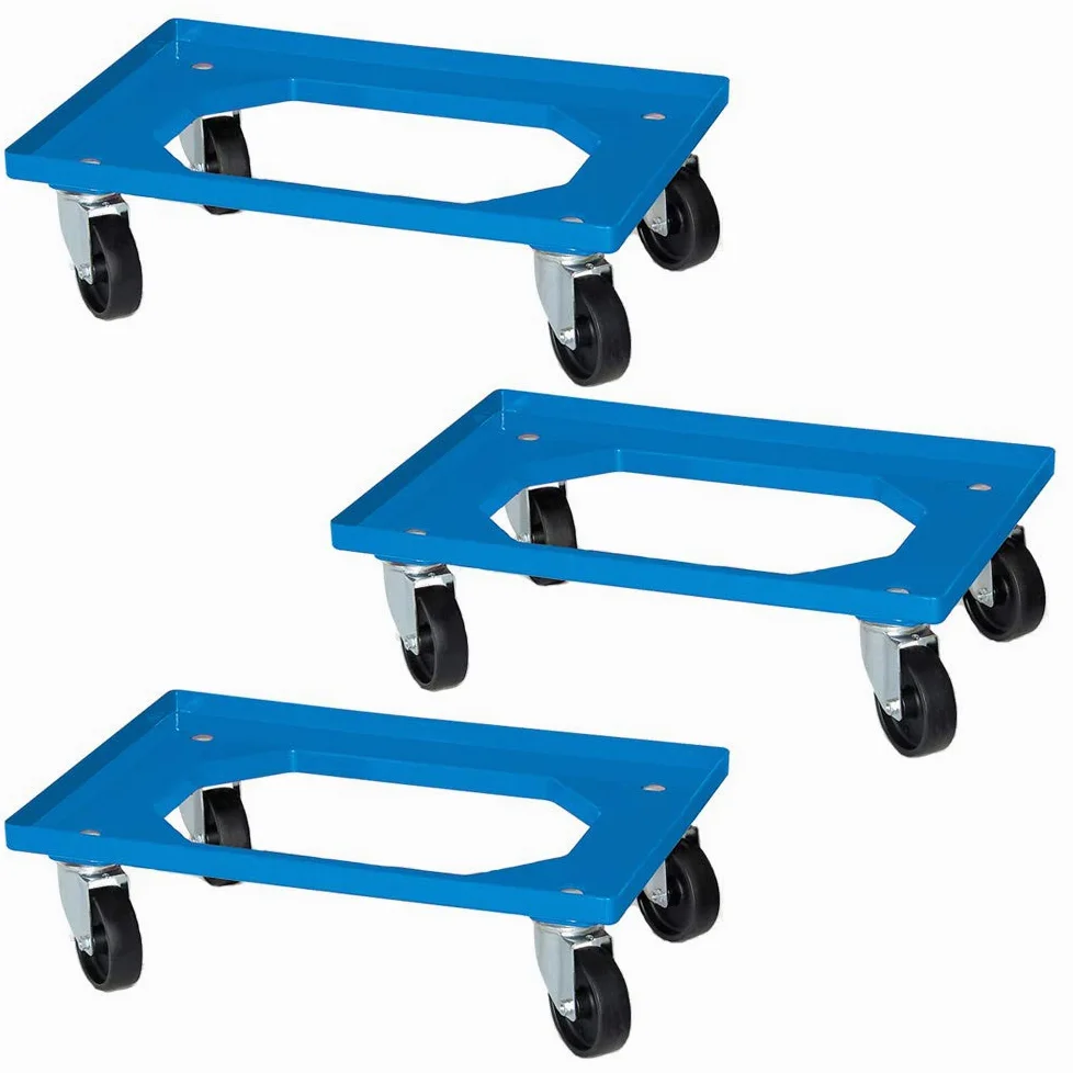 3 ruedas logísticas para contenedores de 600 x 400 mm, ruedas negras, azules, 250 kg