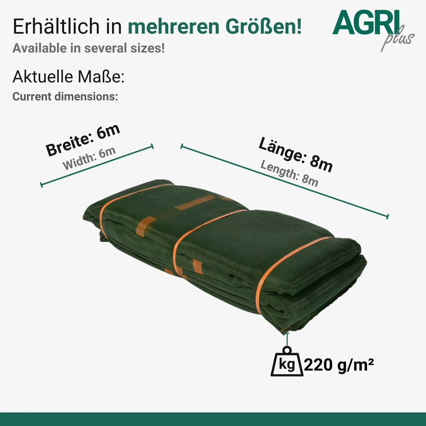 AGRI plus Rejilla de protección de silo – 220 g/m² – Rejilla de protección para pájaros – Verde (6 m x 8 m)