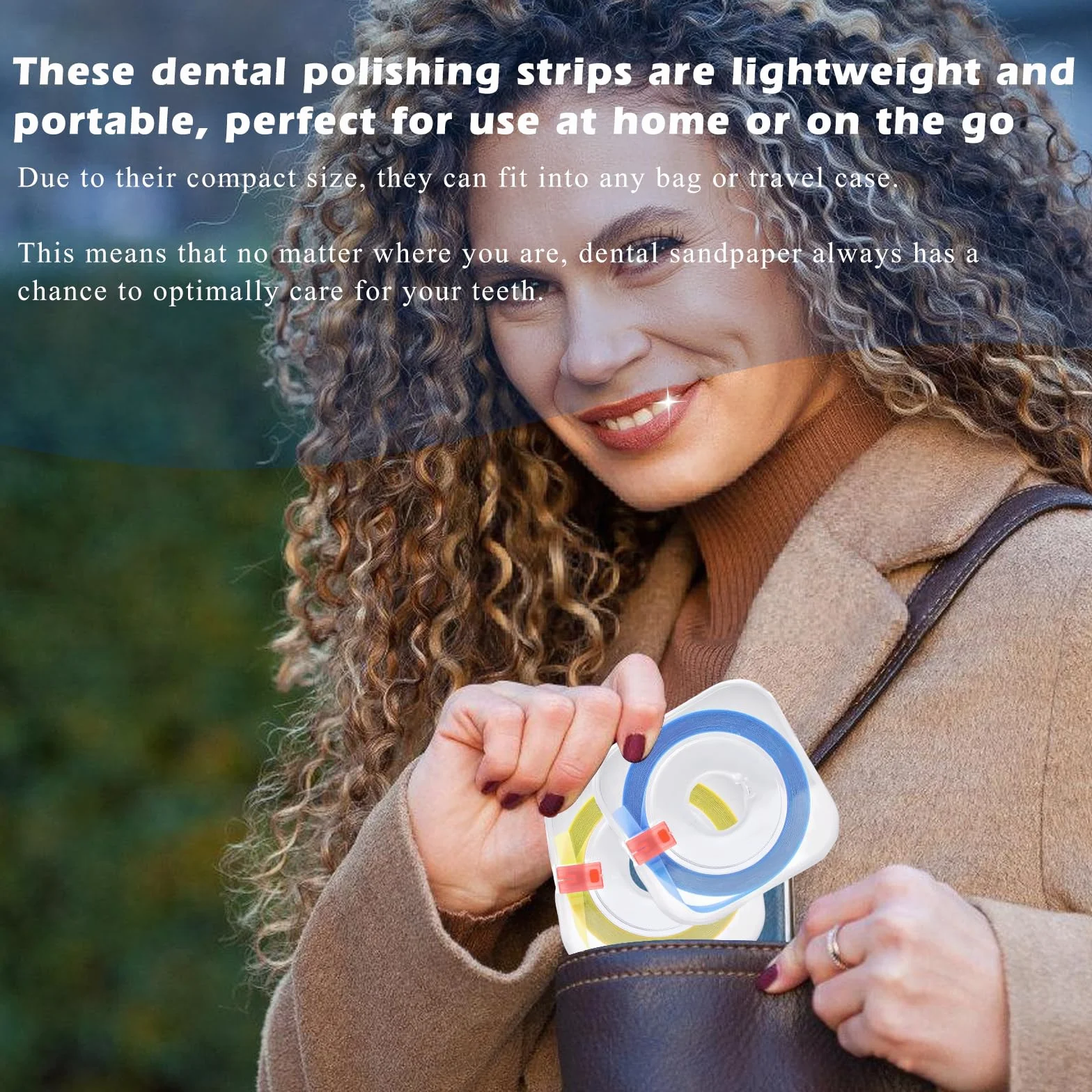 Juego de 4 rollos de papel de lija dental: tiras de pulido dentales portátiles, herramientas de lijado interdental para pulir dientes