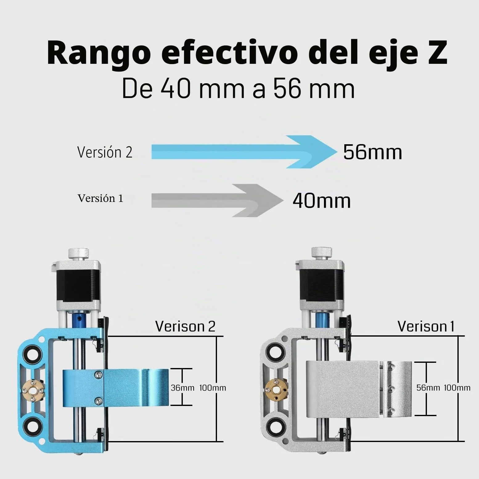 Genmitsu Ensamblaje de eje Z de aluminio V2, con montaje de motor de husillo para eje 775 y 300-500 W, soporte de eje de 43 mm y 52 mm de diámetro para máquina CNC 3018-PRO
