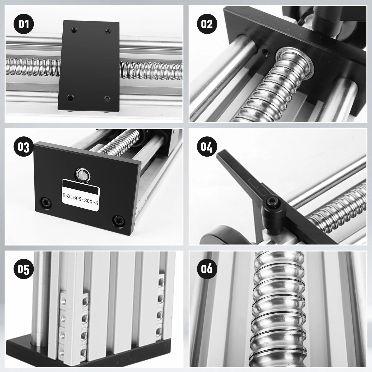 Guía Lineal con Volante 200 mm Husillo de Bolas ±0,05 mm Doble Rail CNC Mesa Lineal X-Y-Z