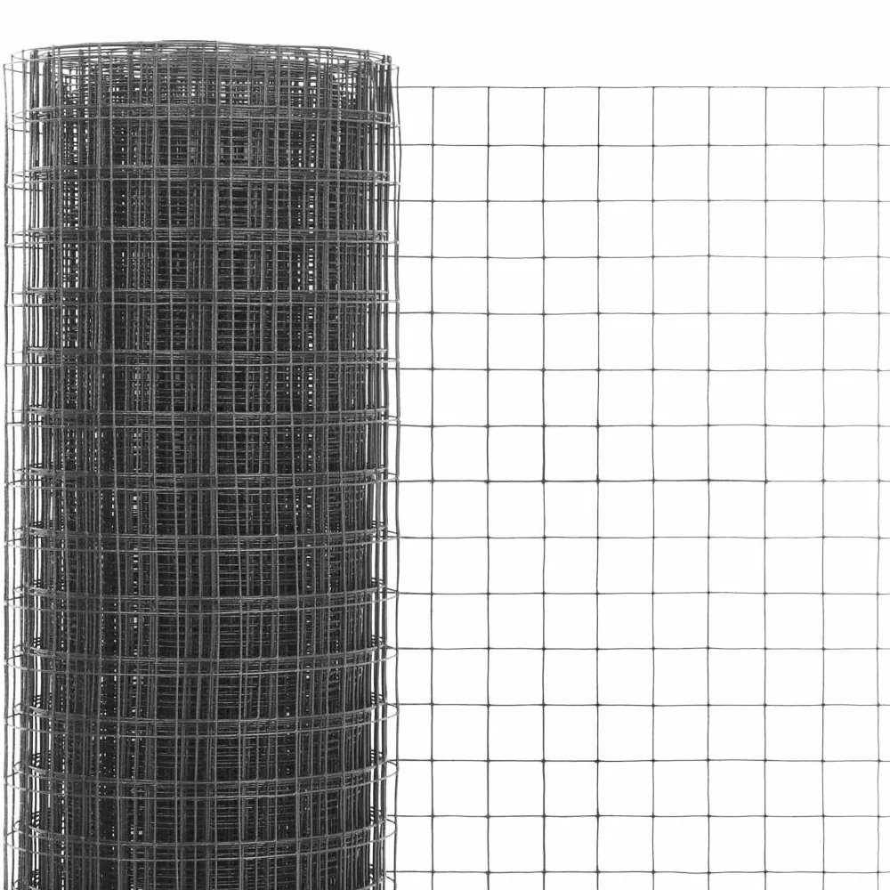 Brokky Alambrada de gallinero Acero Revestimiento Malla gallinera Metalica Valla Metalica Exterior PVC Gris 25x1 m